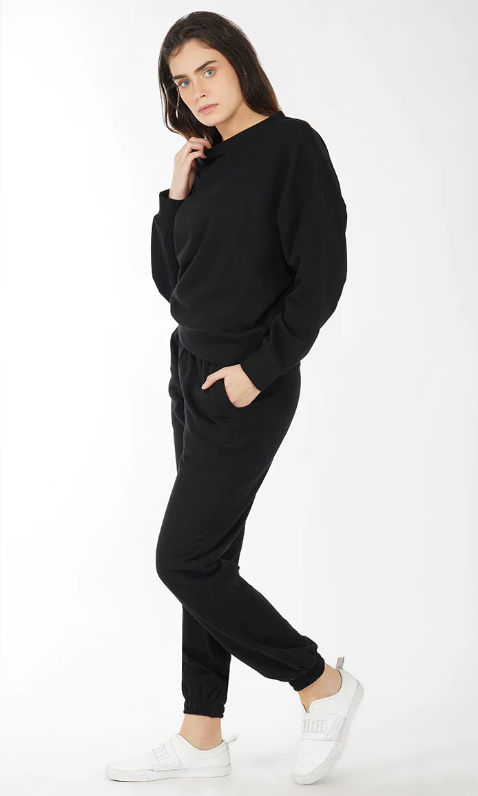 Black Soft Touch Cotton Fleece Sweatshirt - Image 4