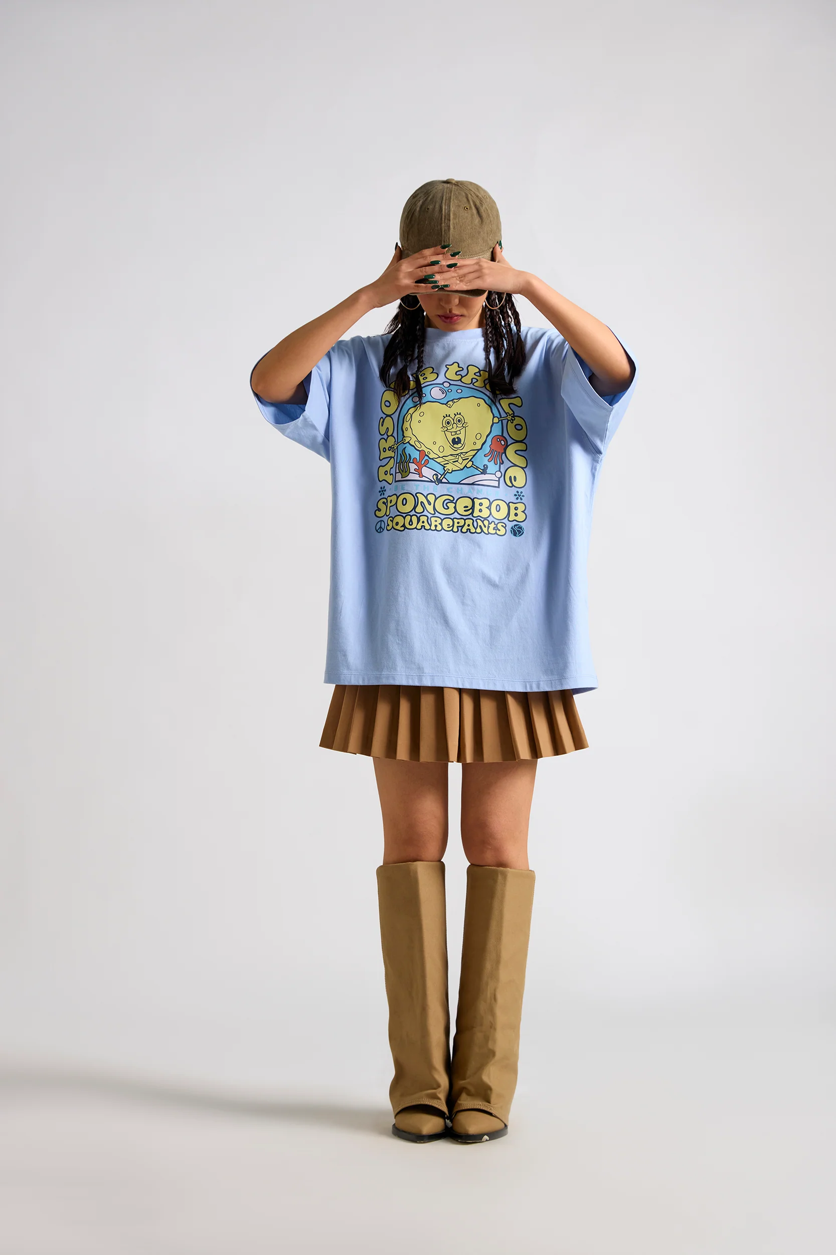 Spongebob: Absorb the Love Oversized T-shirt-Blue - Image 3