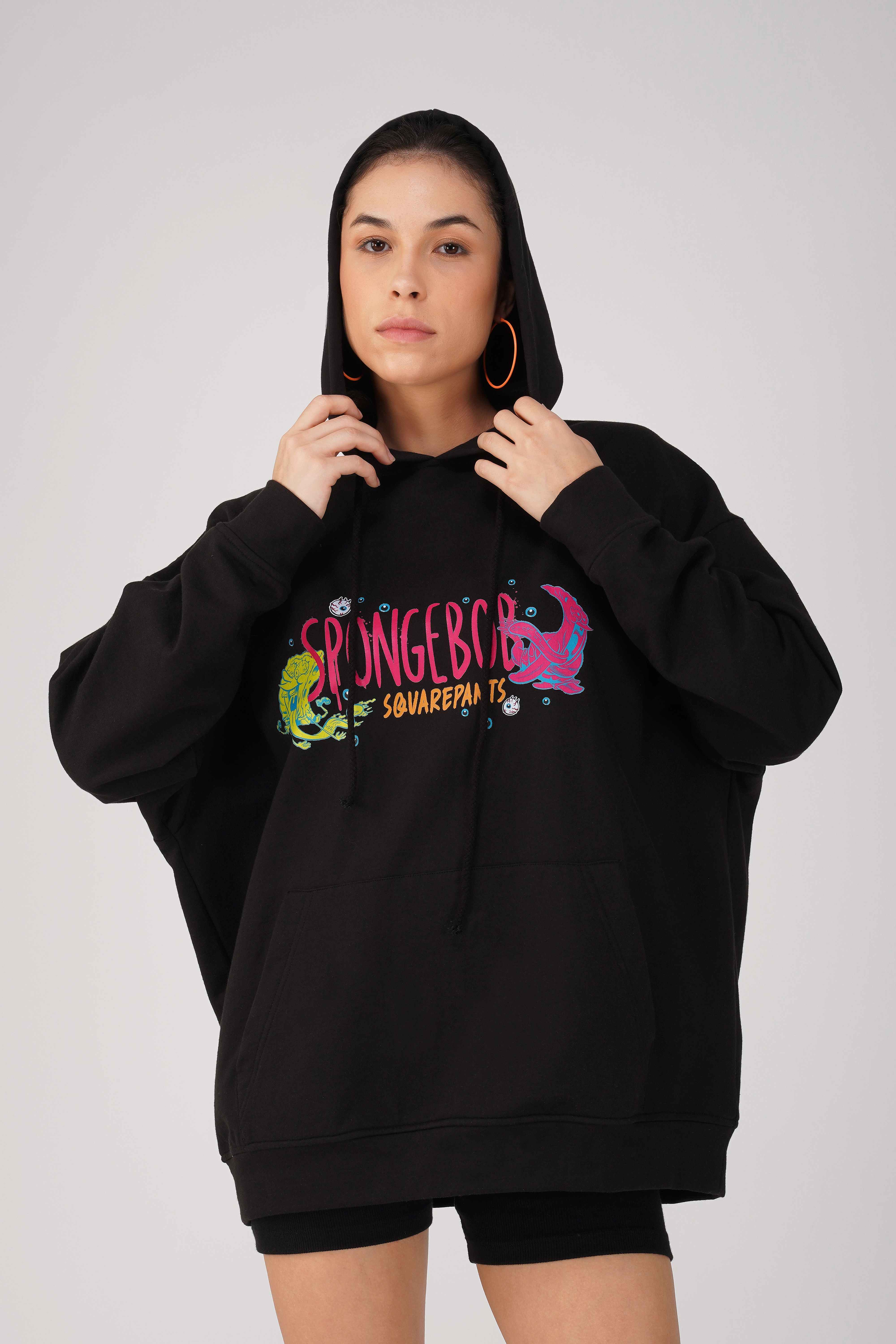 SpongeBob: I Can See You Oversized Hoodie-Black - Image 2