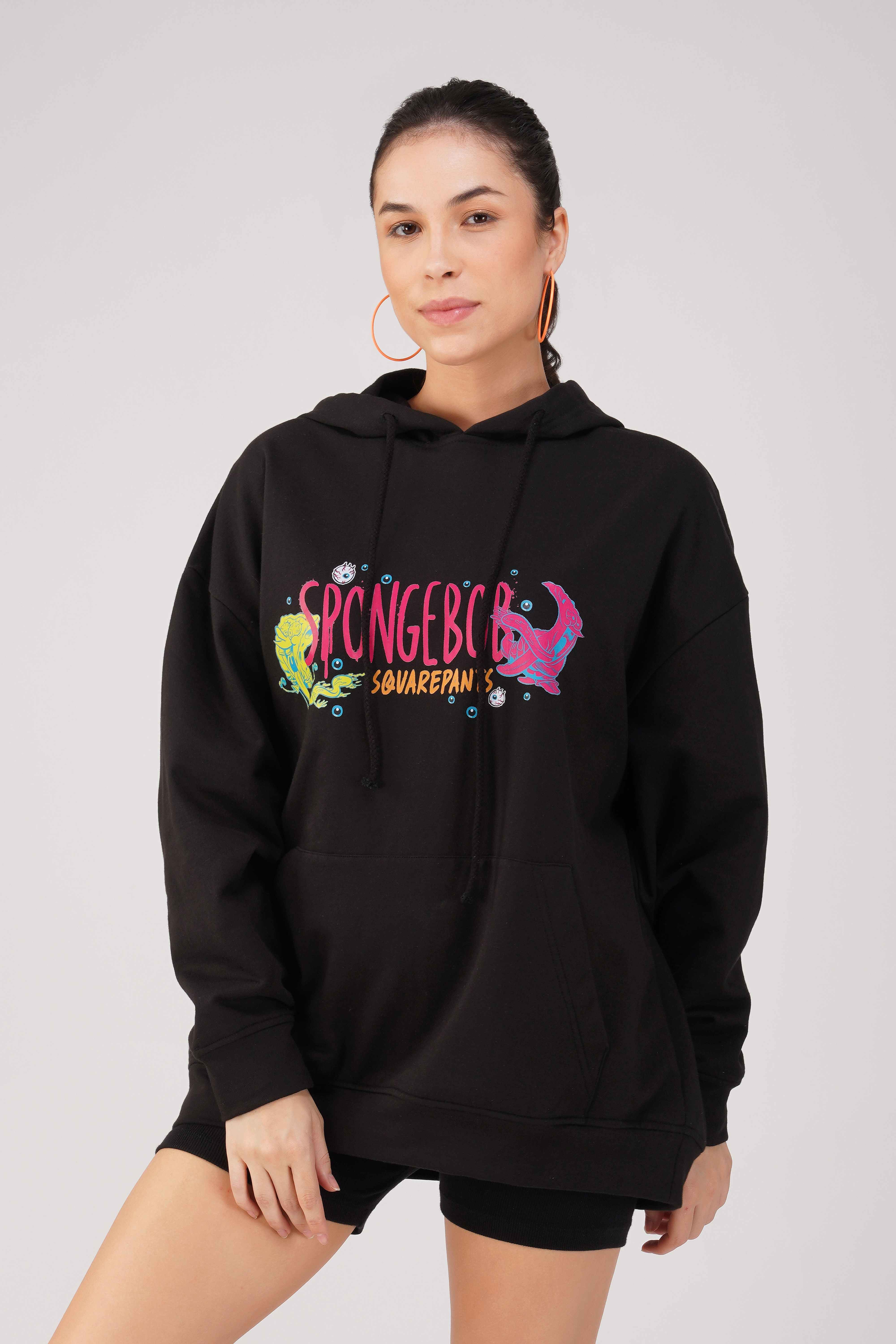SpongeBob: I Can See You Oversized Hoodie-Black - Image 4