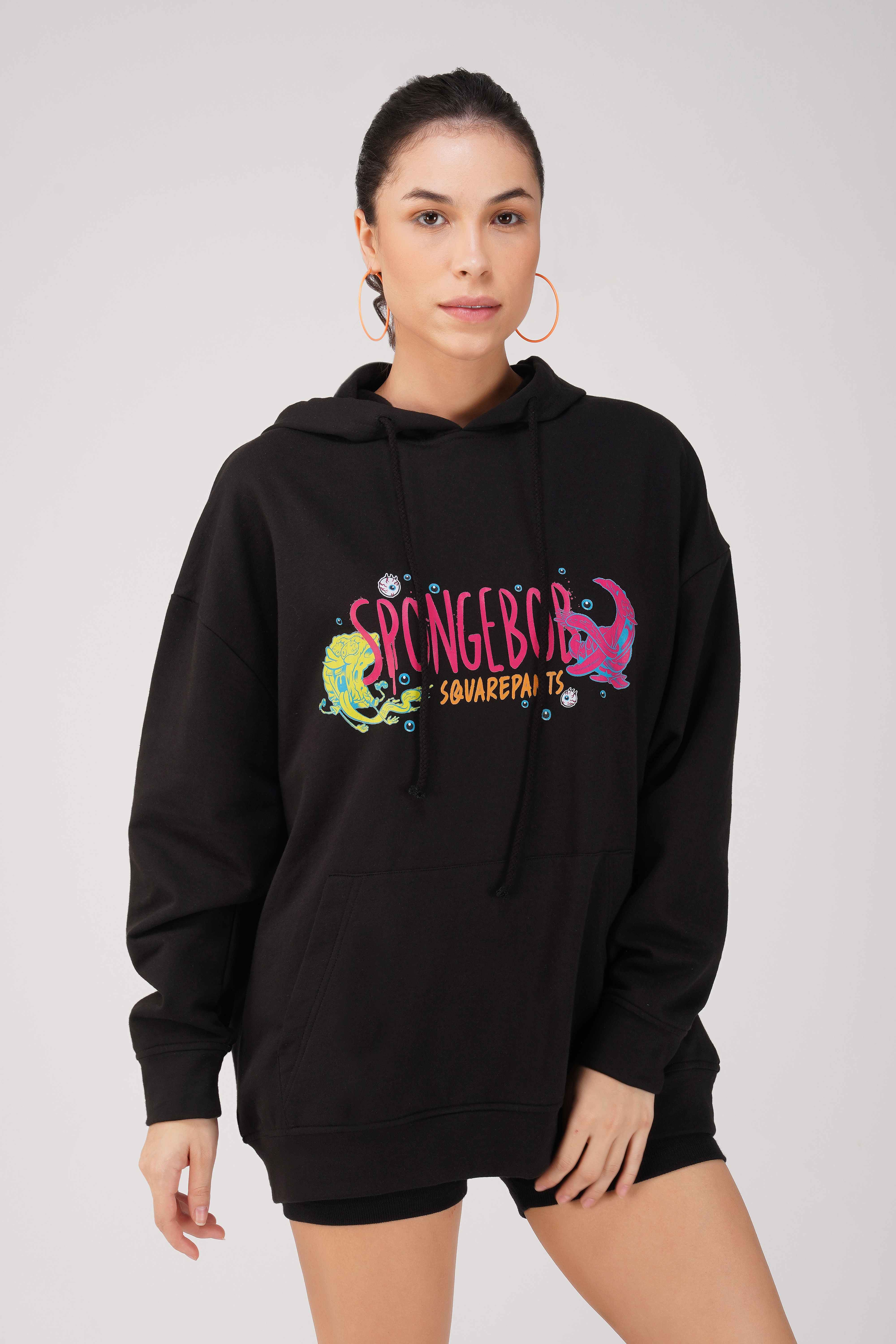 SpongeBob: I Can See You Oversized Hoodie-Black - Image 5
