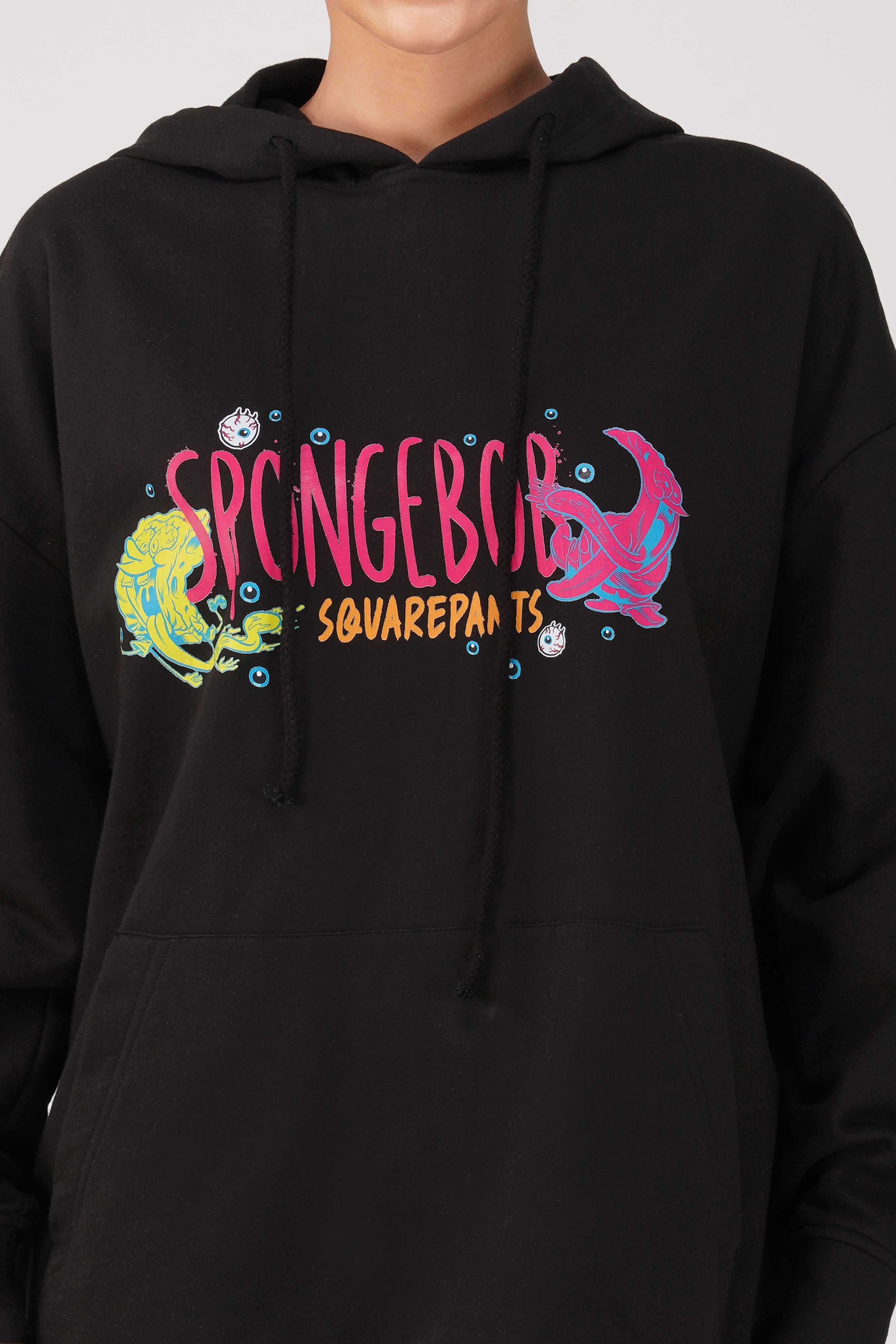 SpongeBob: I Can See You Oversized Hoodie-Black - Image 6