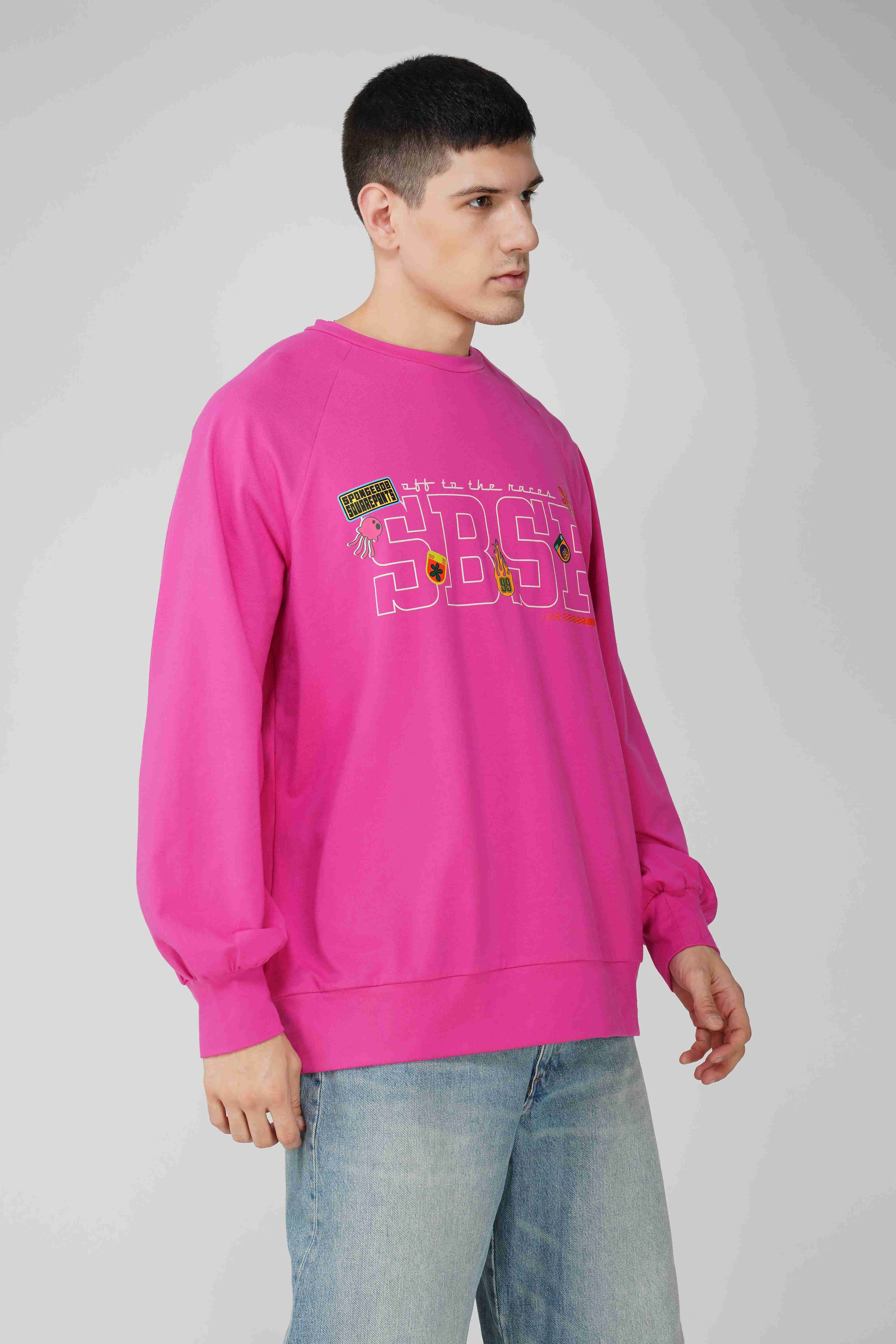 SpongeBob: Off to the Races Oversized Men's T-shirt-Pink - Image 3