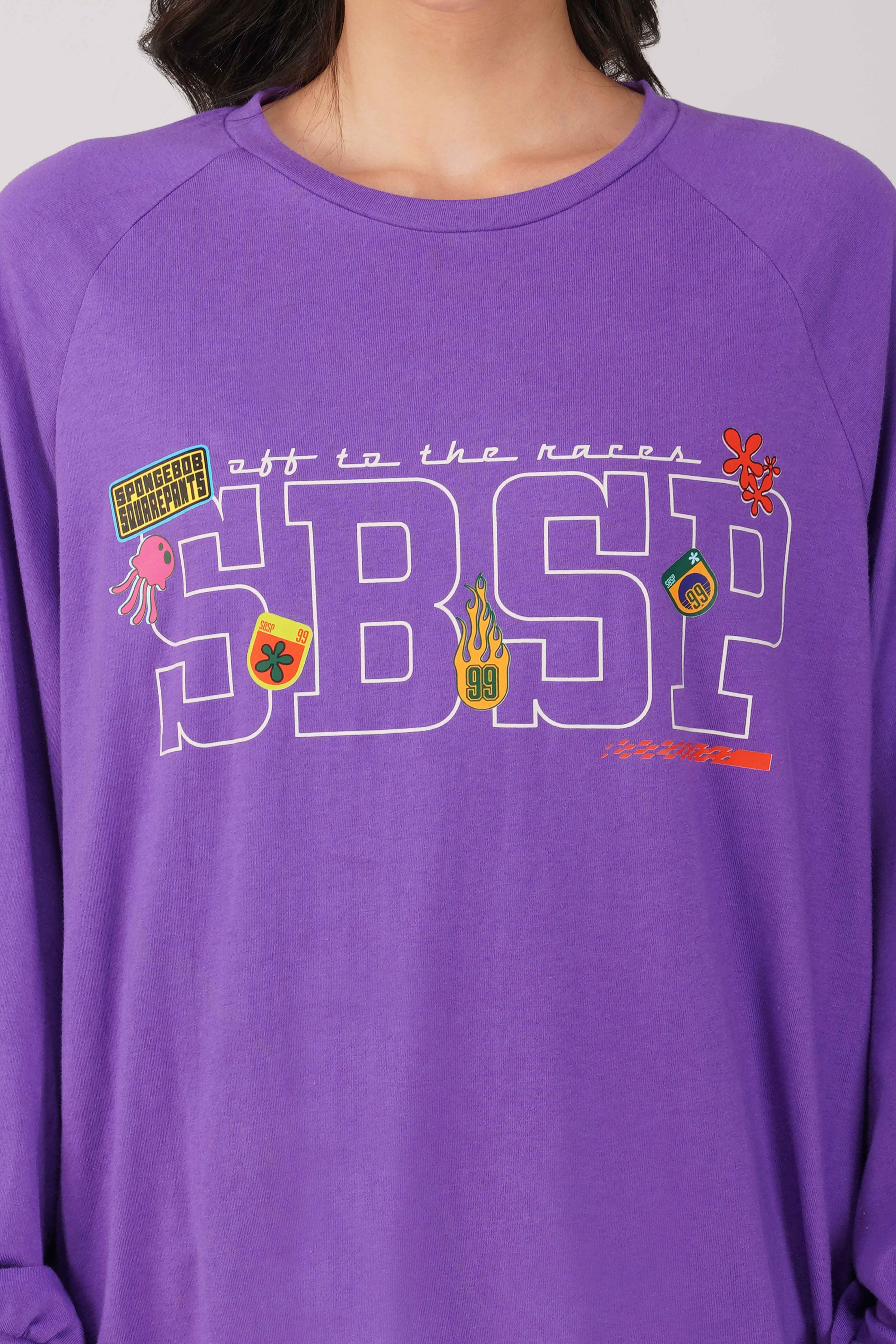 SpongeBob: Off to the Races Oversized T-shirt-Purple - Image 5