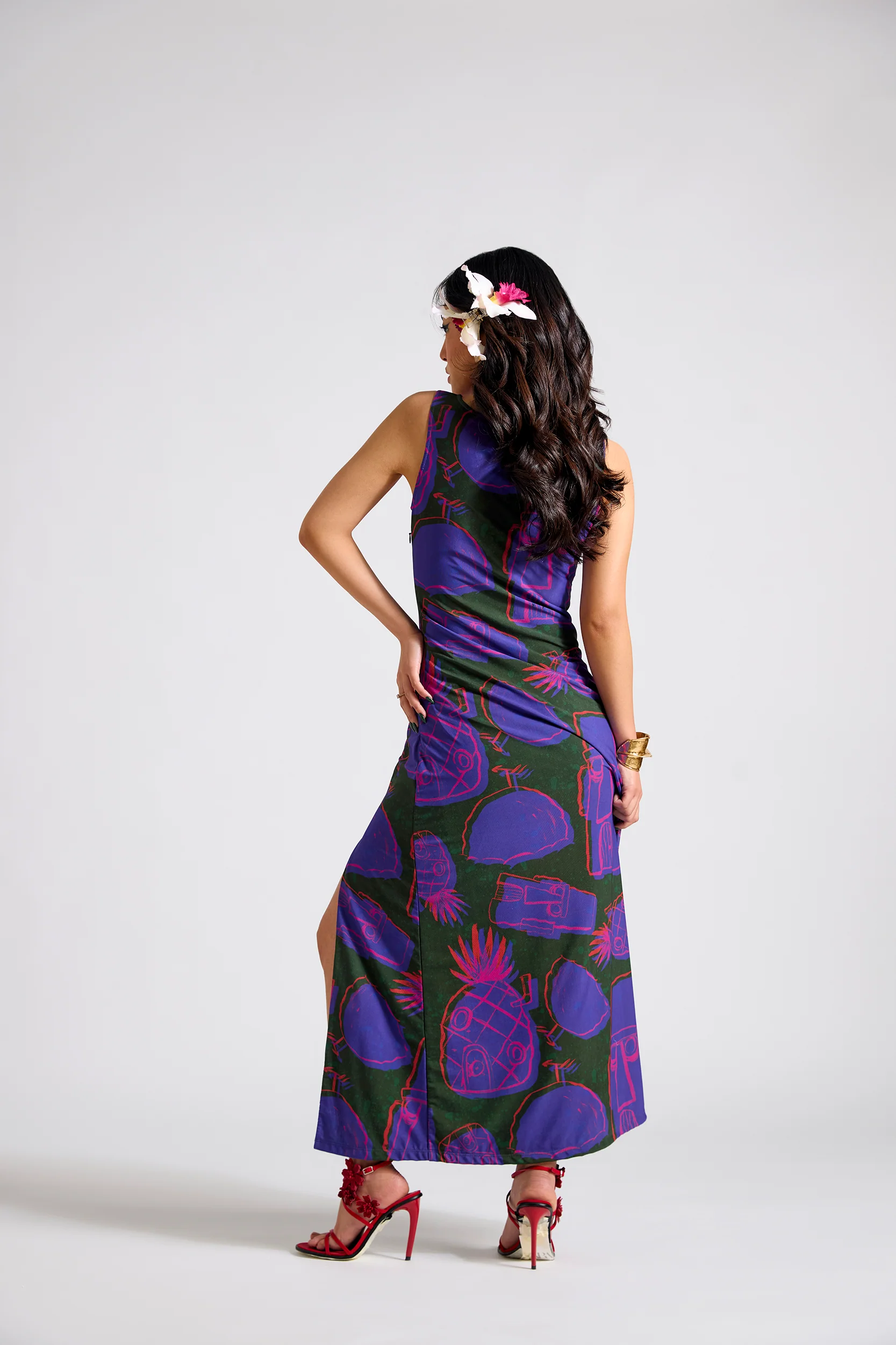 Spongebob:Printed Front Slit A-line Maxi Dress - Image 3