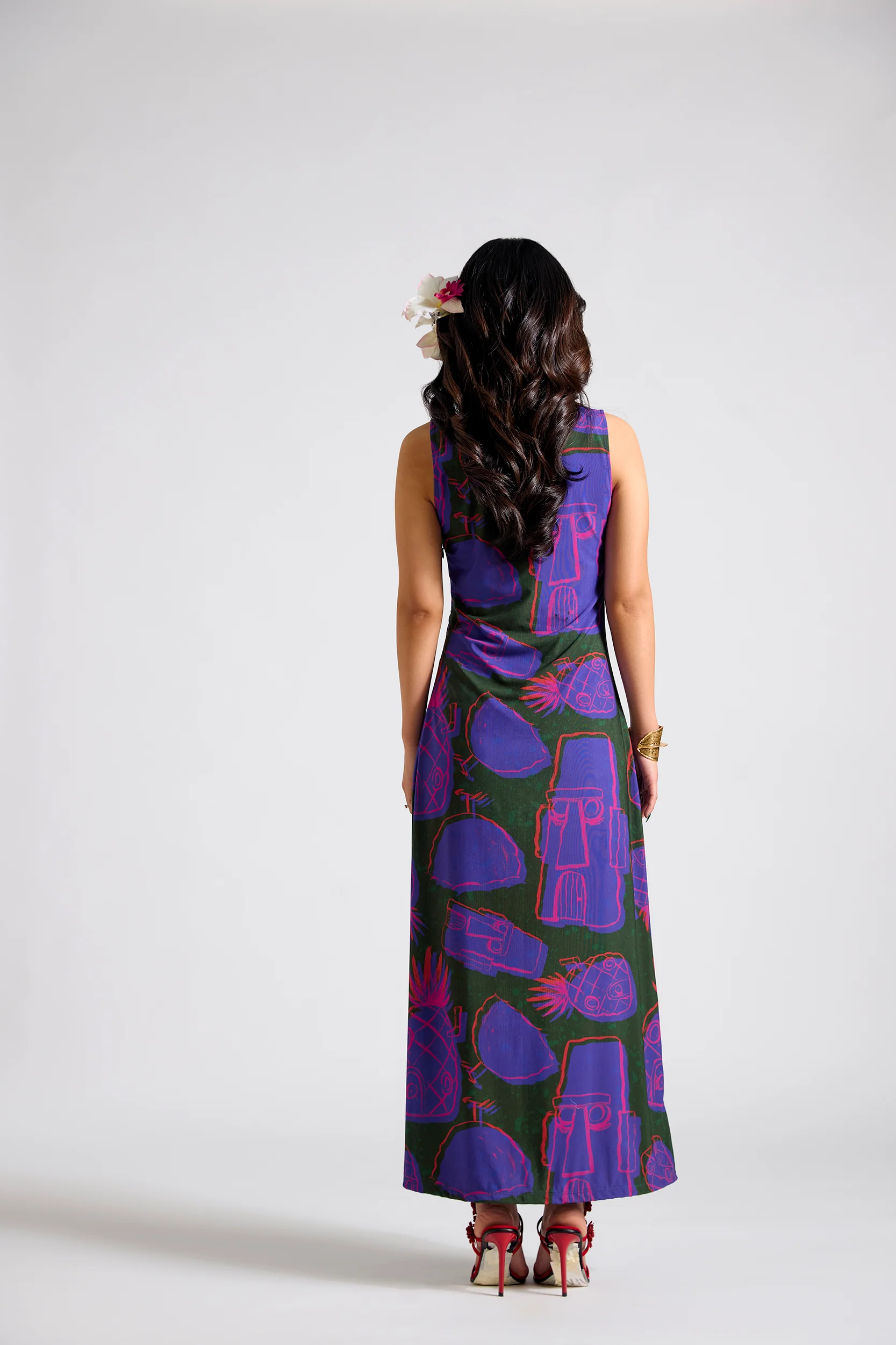 Spongebob:Printed Front Slit A-line Maxi Dress - Image 5