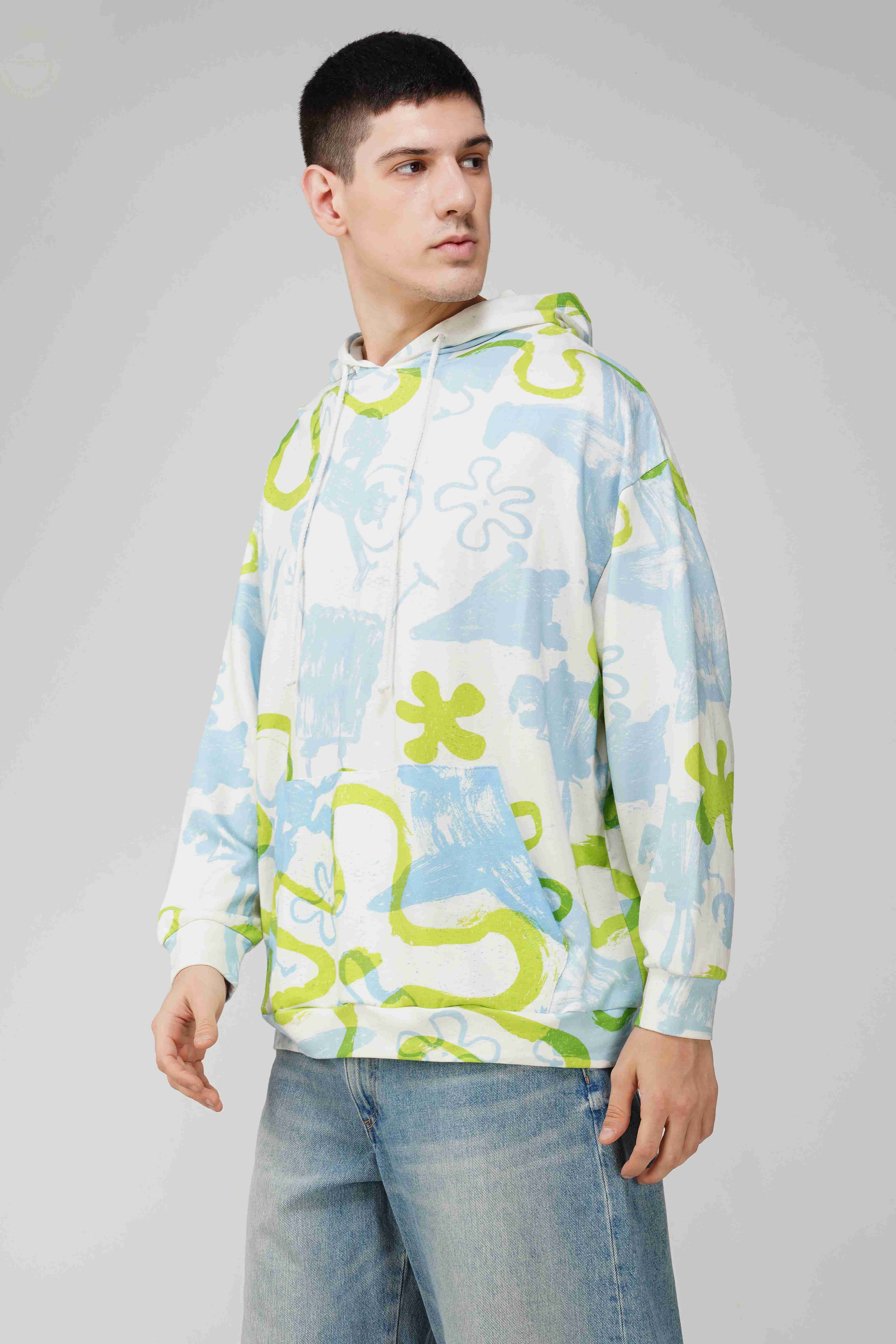 Spongebob Printed Oversized Men's Hoodie - Image 3