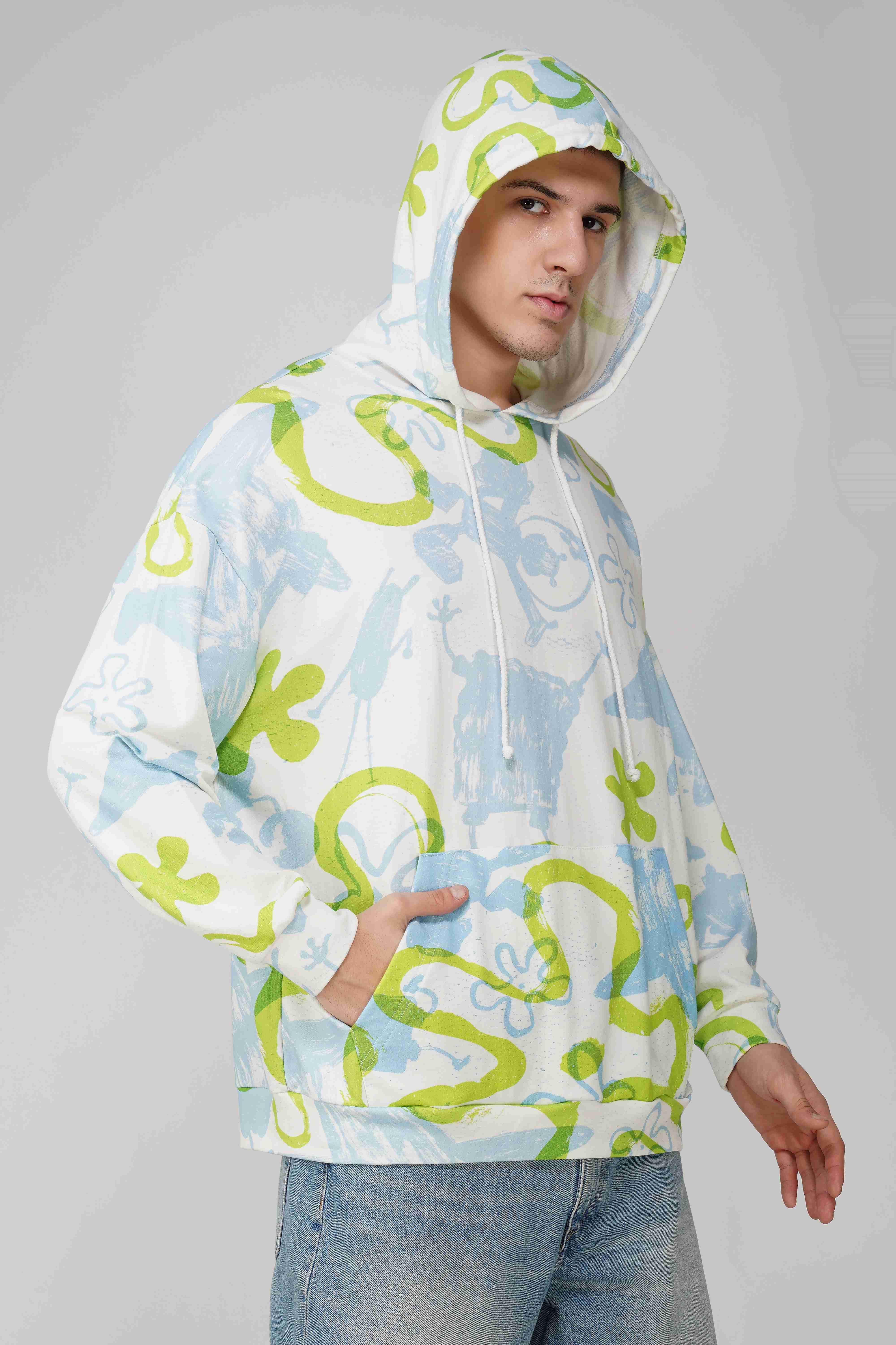Spongebob Printed Oversized Men's Hoodie - Image 5