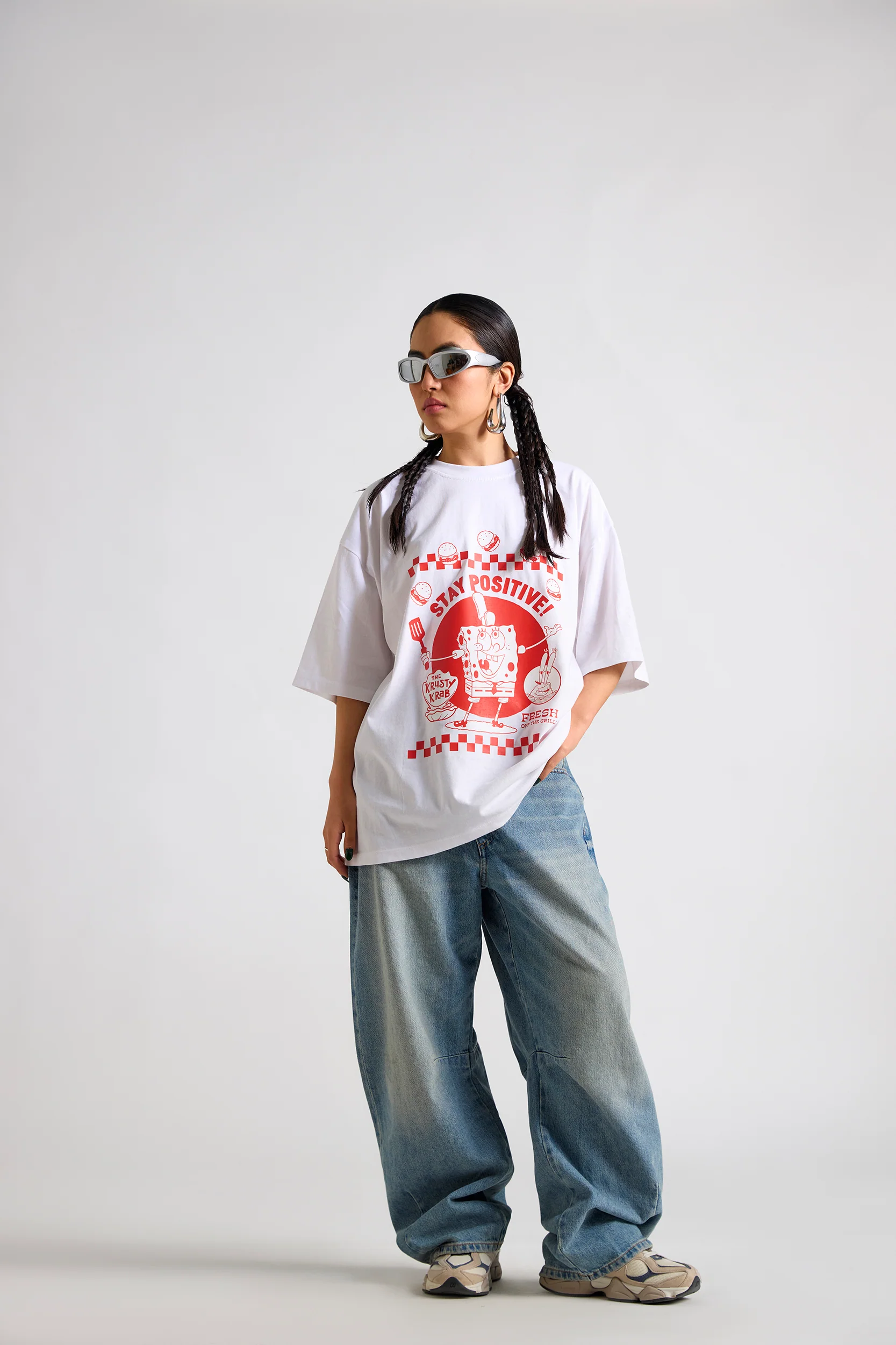 Spongebob:Stay Positive Oversized T-shirt - Image 3