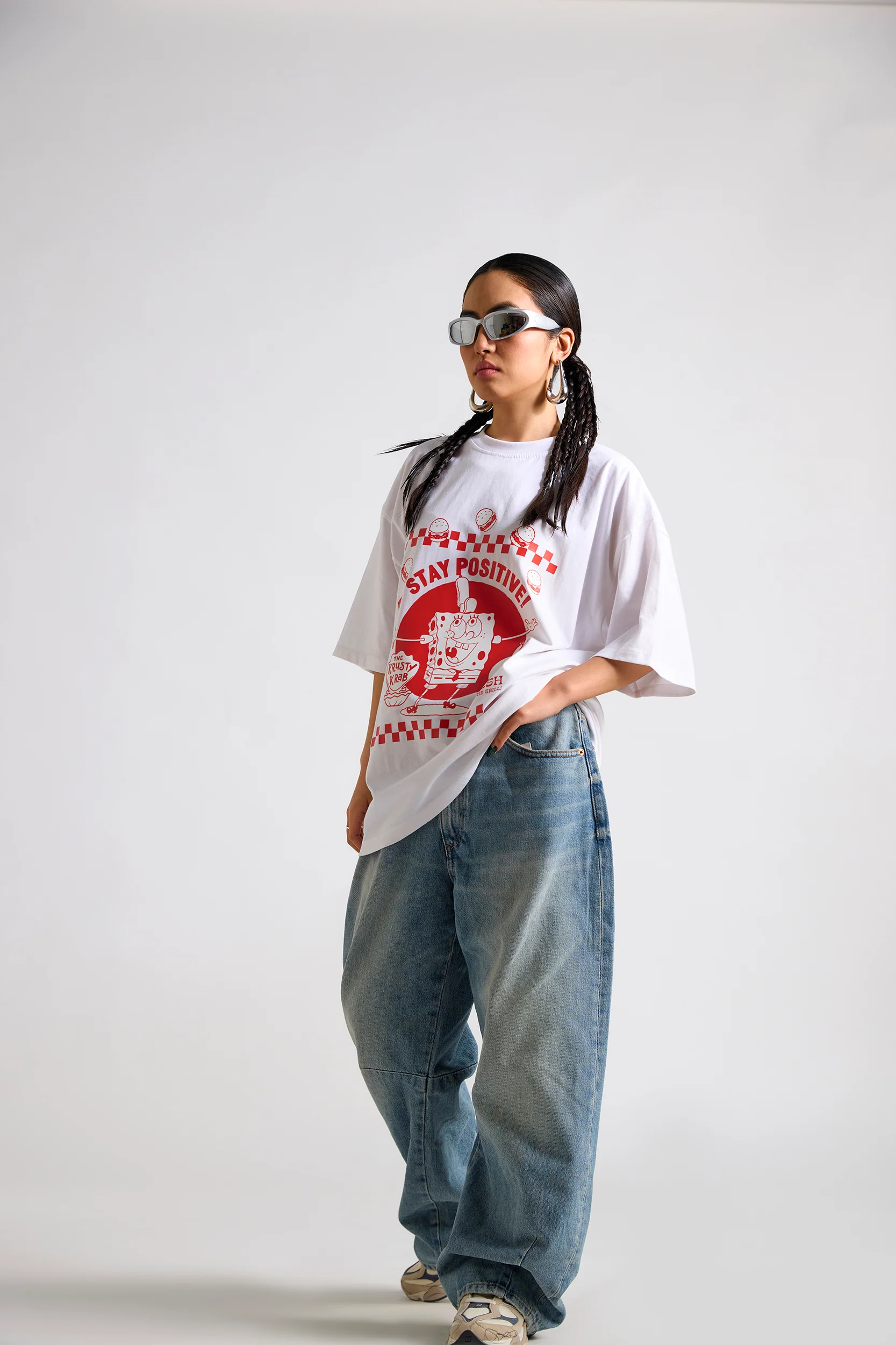 Spongebob:Stay Positive Oversized T-shirt - Image 4