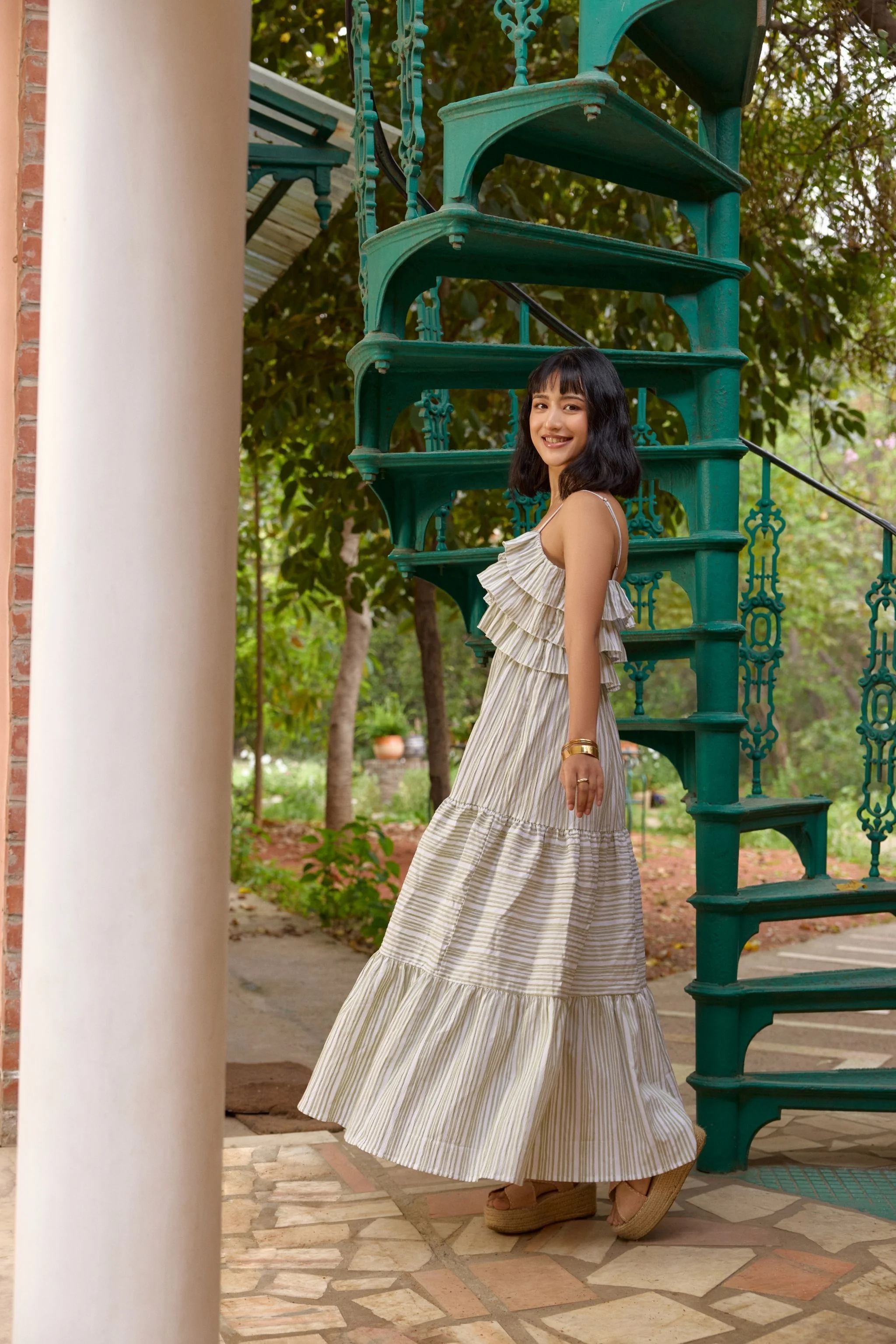 Striped Ruffle Tiered Maxi Dress - Image 3