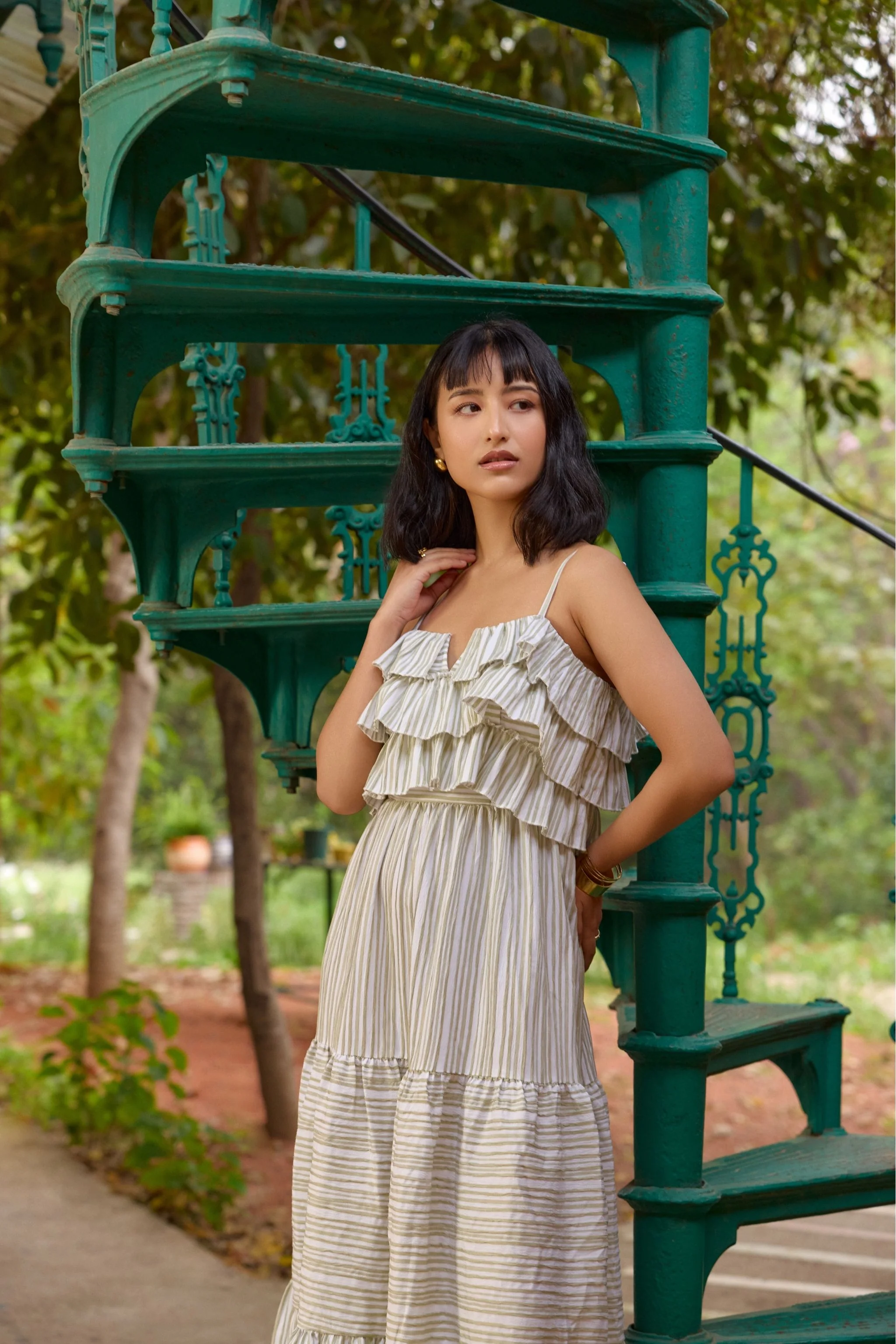 Striped Ruffle Tiered Maxi Dress - Image 4