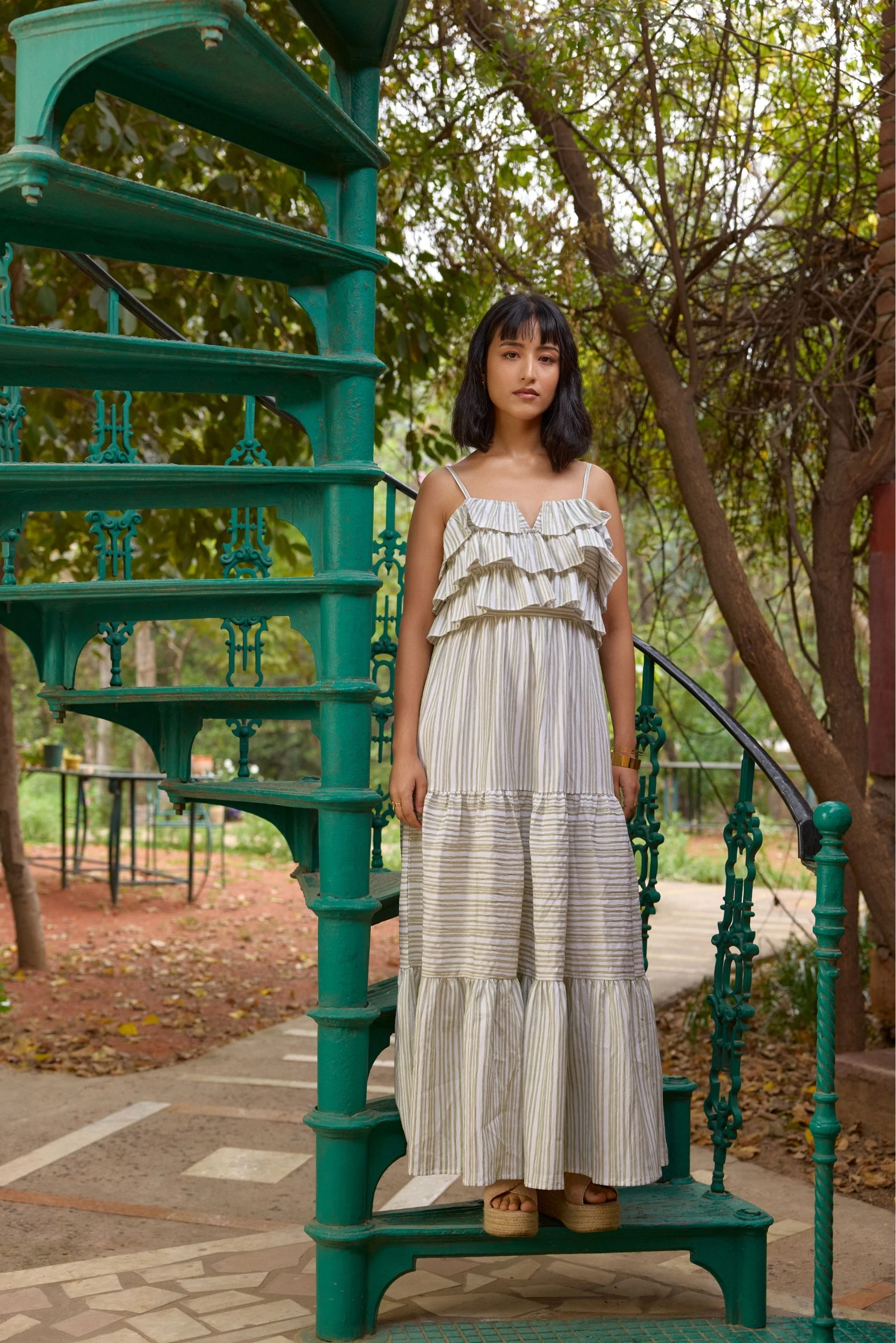 Striped Ruffle Tiered Maxi Dress - Image 5