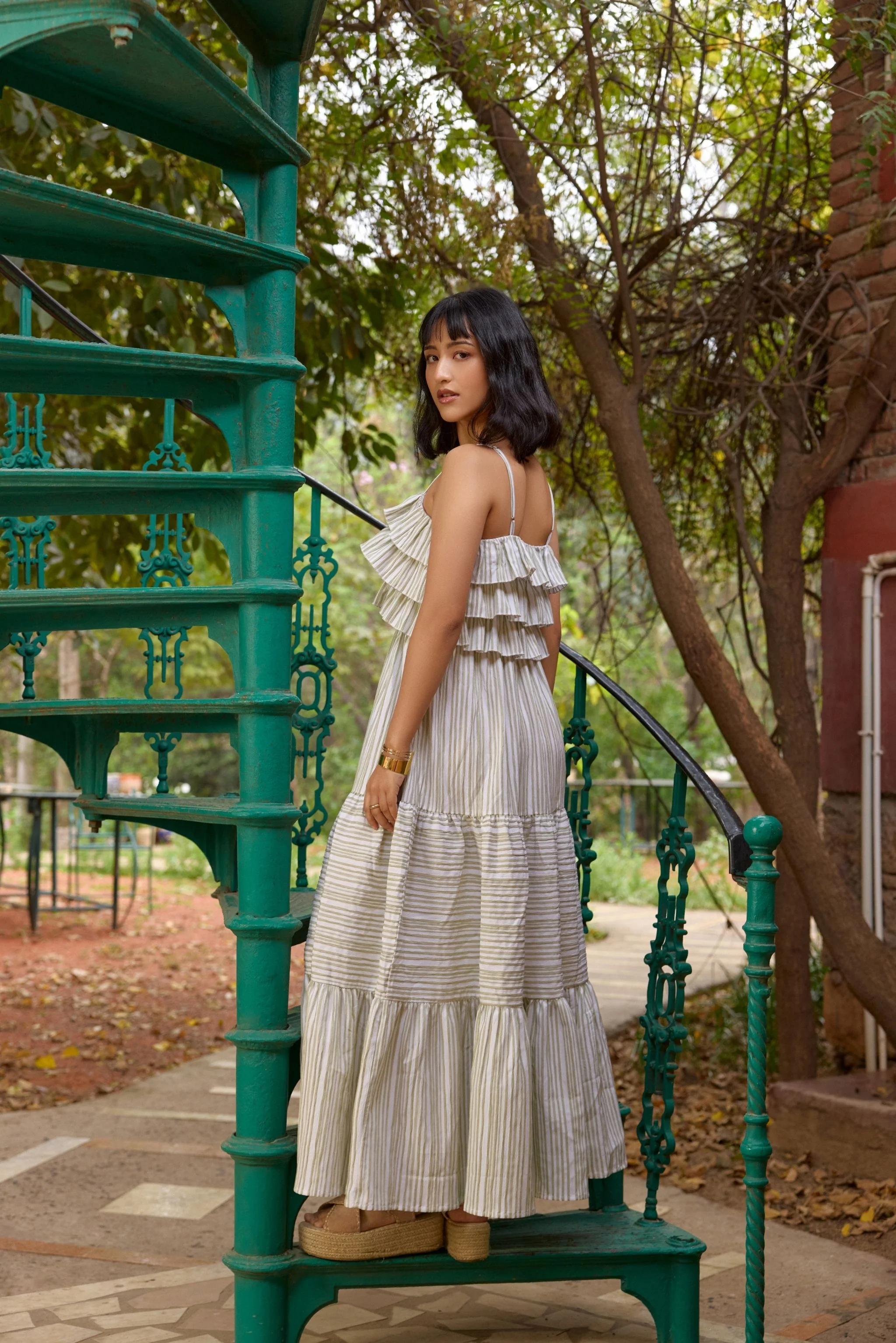 Striped Ruffle Tiered Maxi Dress - Image 6