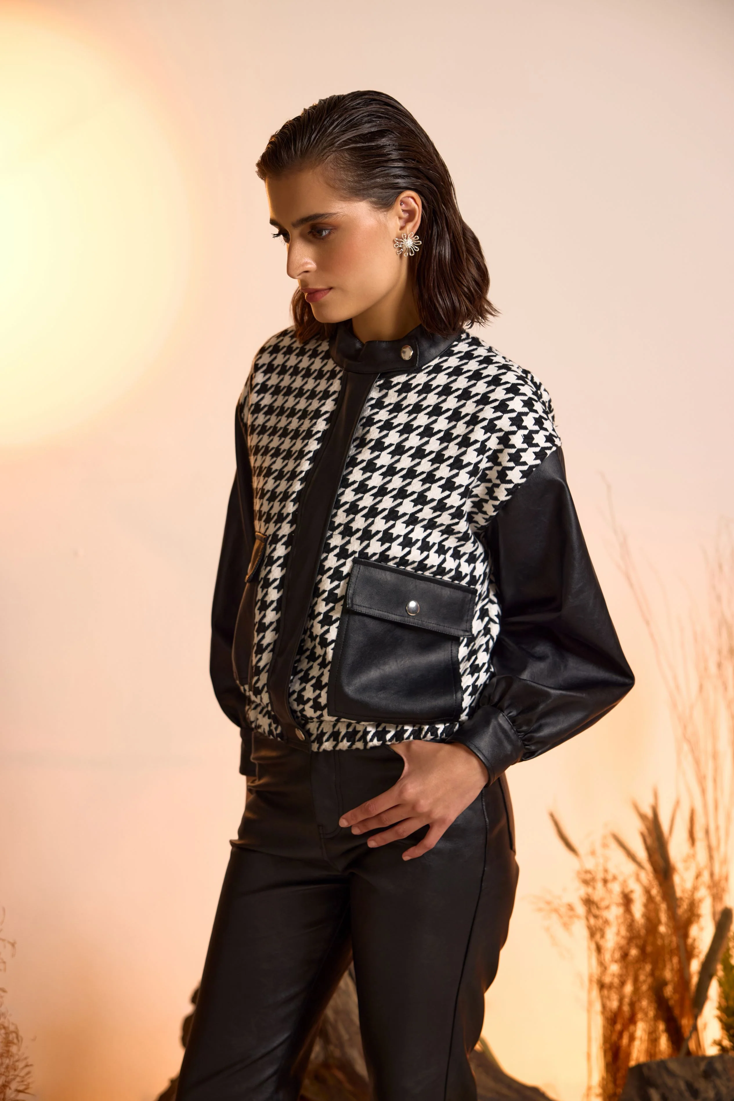 Structured Houndstooth Jacket - Image 2