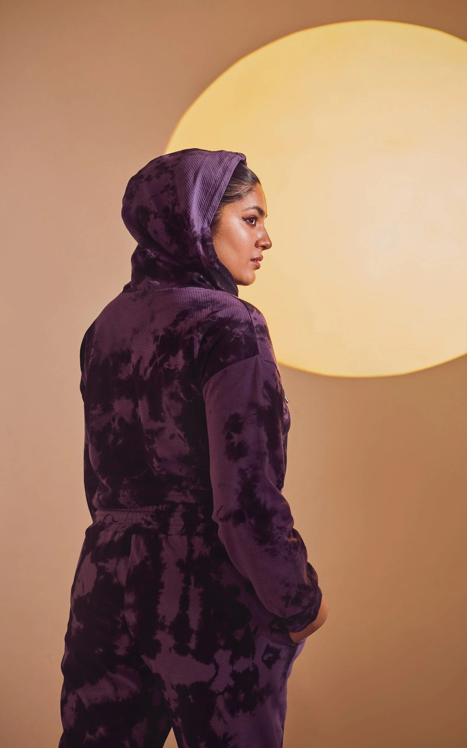 Black-Lavender Tie & Dye Cropped Hoodie - Image 6