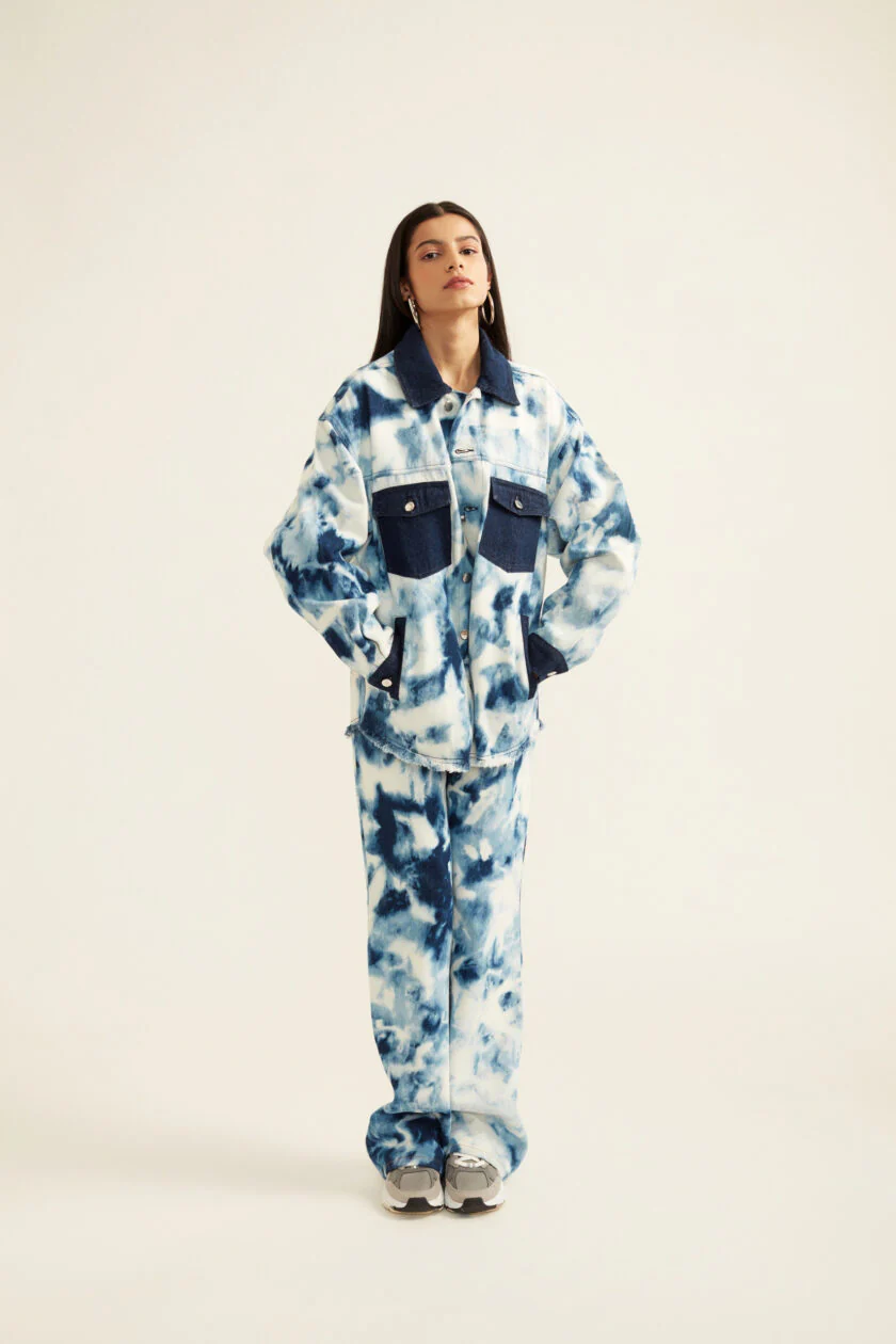 Tie & Dye Effect Oversized Jacket and Jeans Set - Image 12