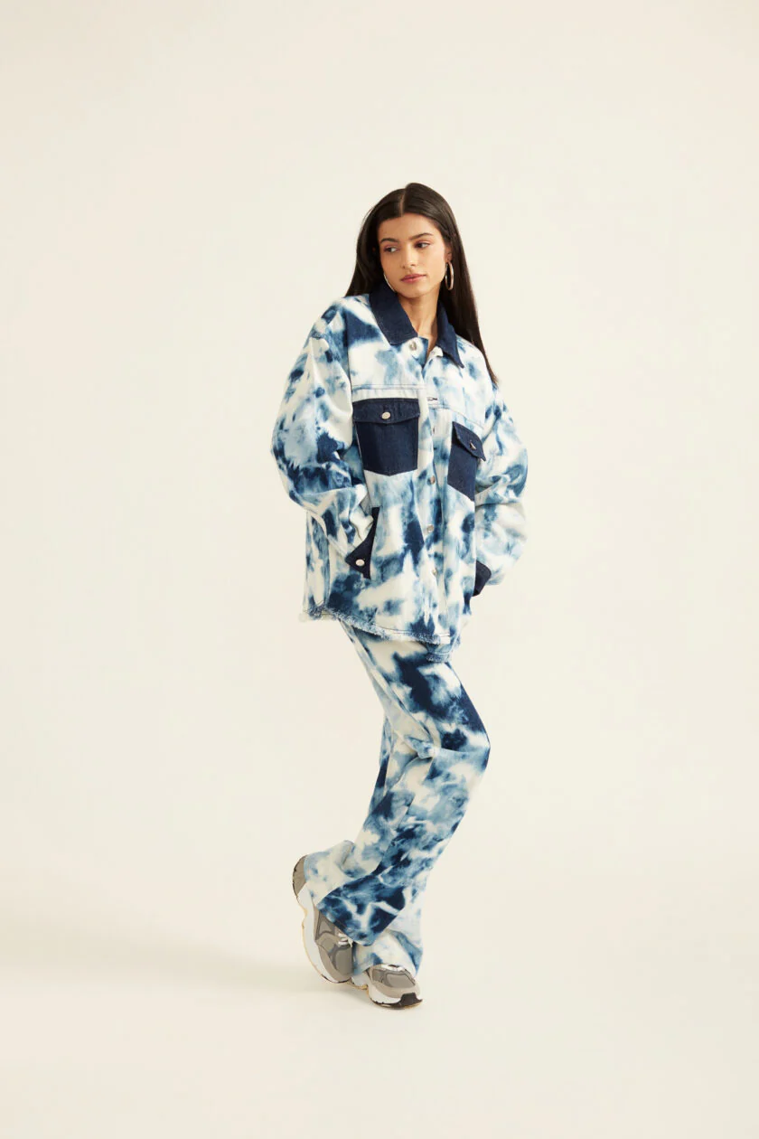 Tie & Dye Effect Oversized Jacket and Jeans Set - Image 9