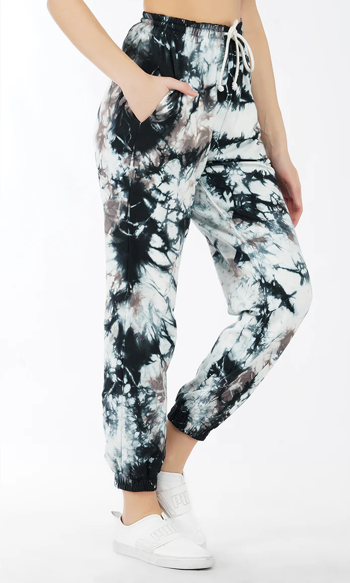 Black-White Tie & Dye Joggers - Image 3