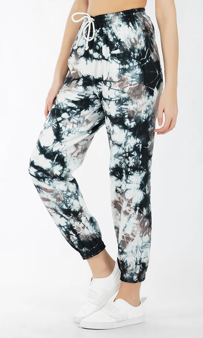 Black-White Tie & Dye Joggers - Image 4