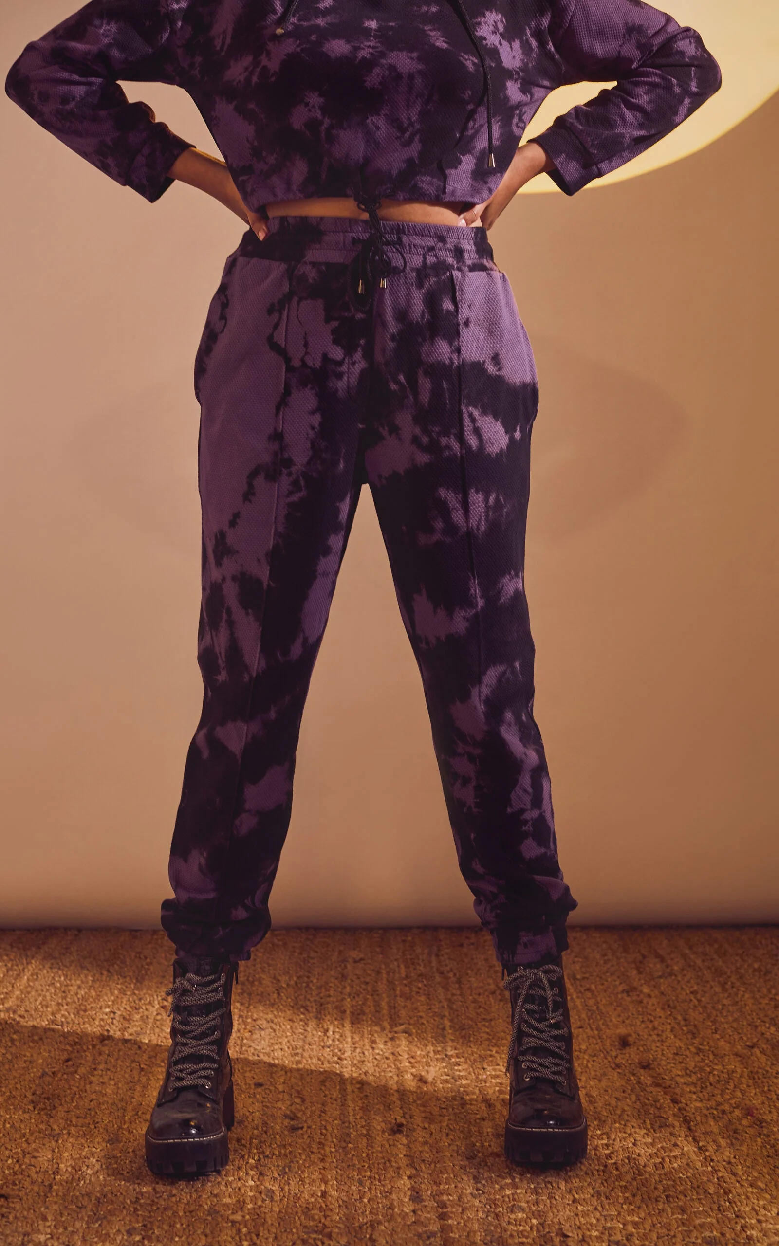 Black-Lavender Tie & Dye Joggers