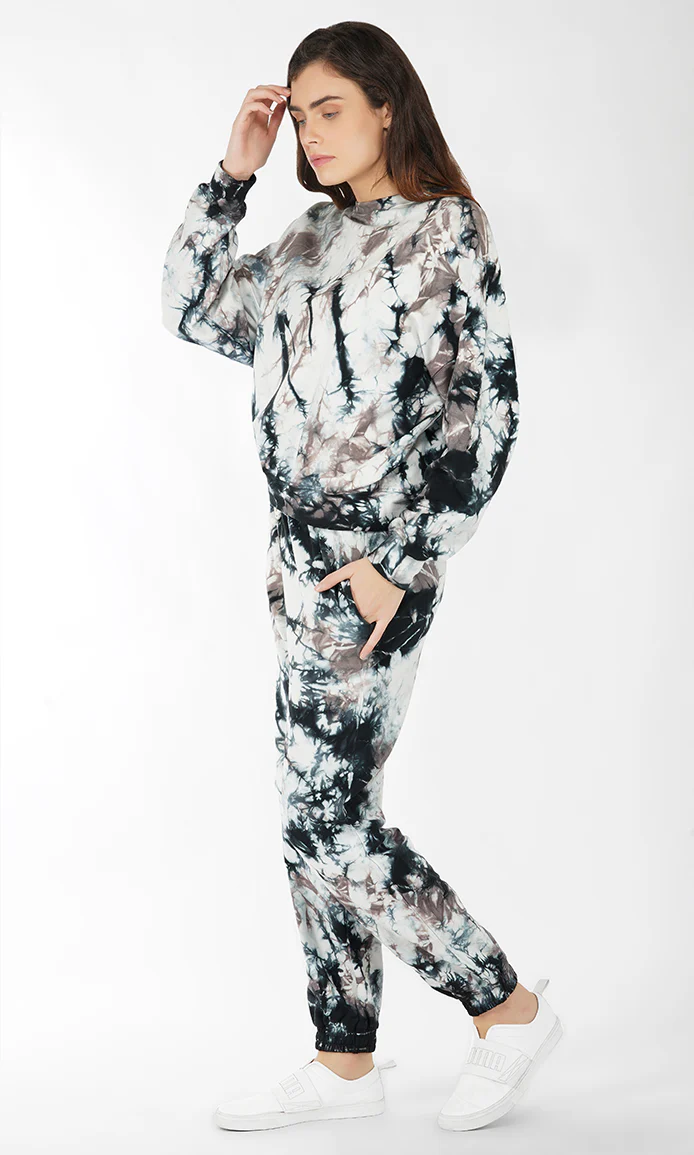 Black-White Tie & Dye Over-sized Sweatshirt - Image 5