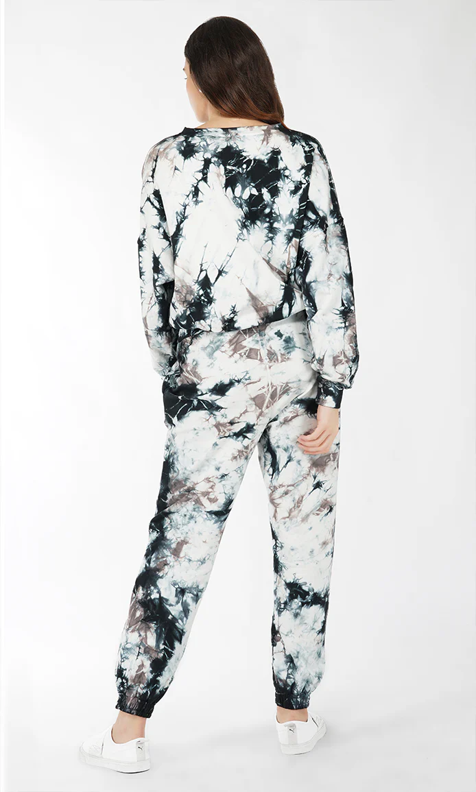 Black-White Tie & Dye Over-sized Sweatshirt - Image 6