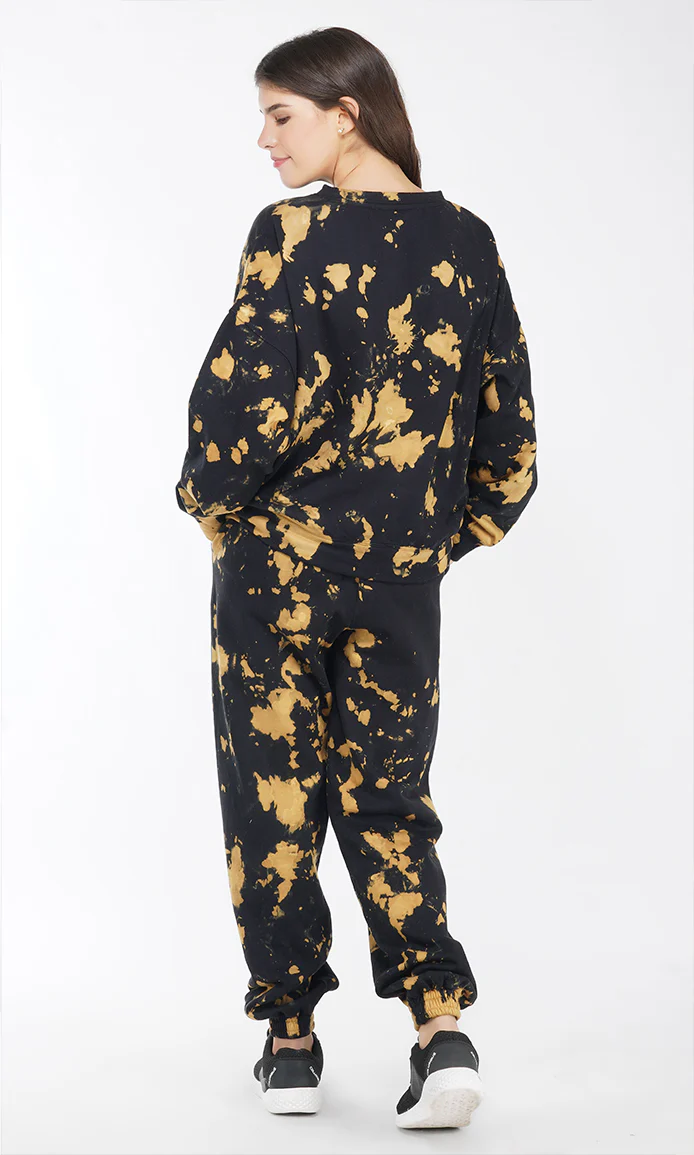 Black-Mustard Tie & Dye Over-sized Sweatshirt - Image 4