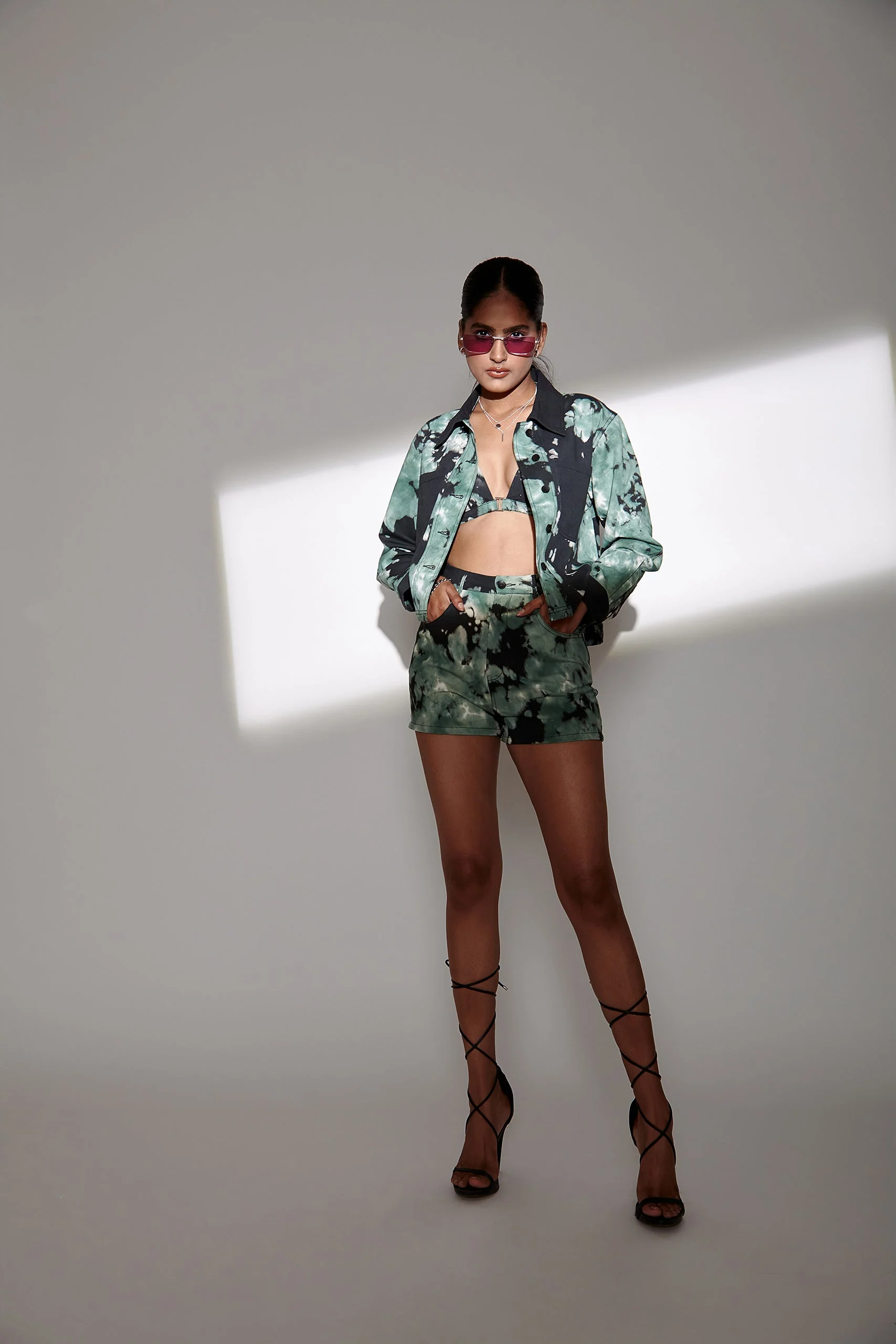 Green Tie & Dye Twill Overshirt
