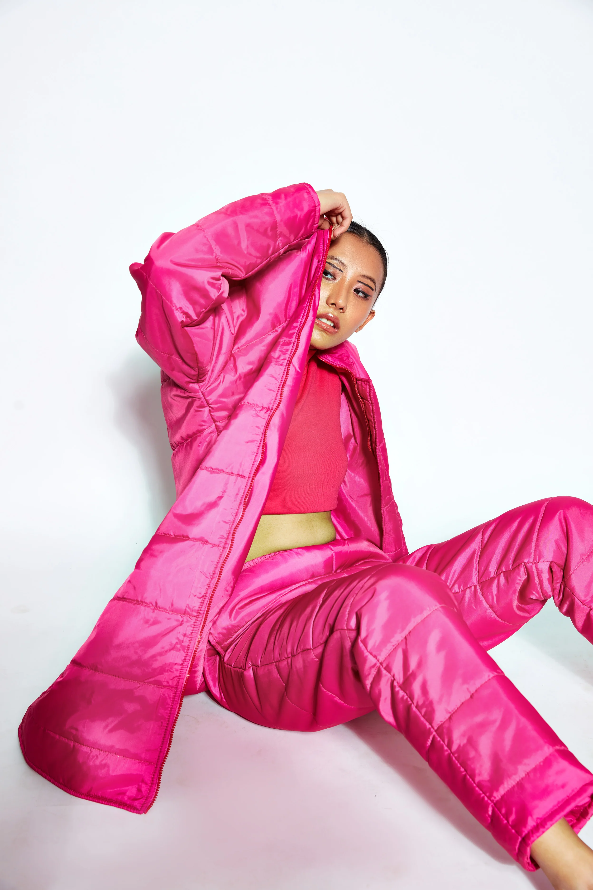 Long Puffer Jacket - Pink - Image 3