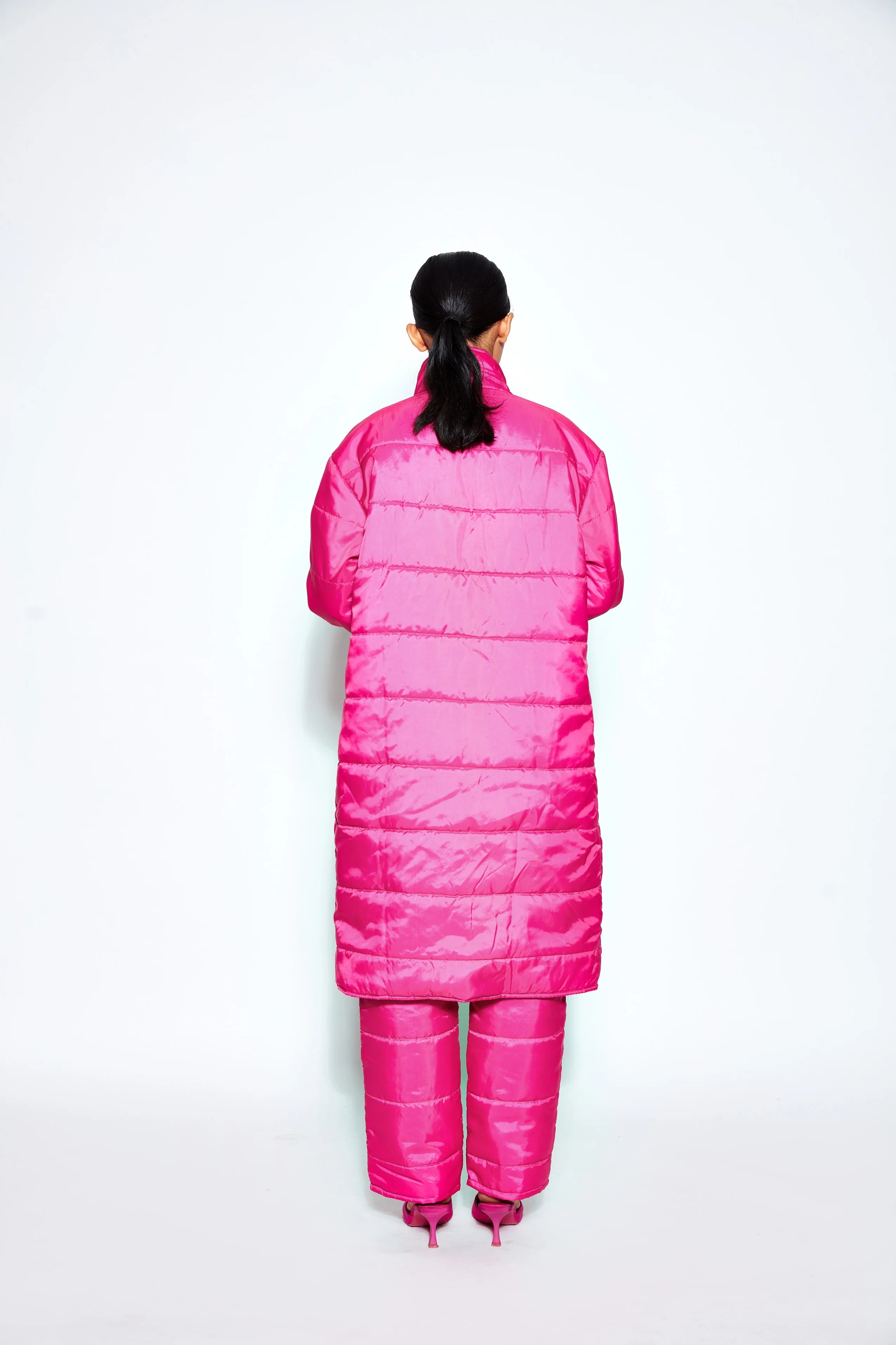 Long Puffer Jacket - Pink - Image 4