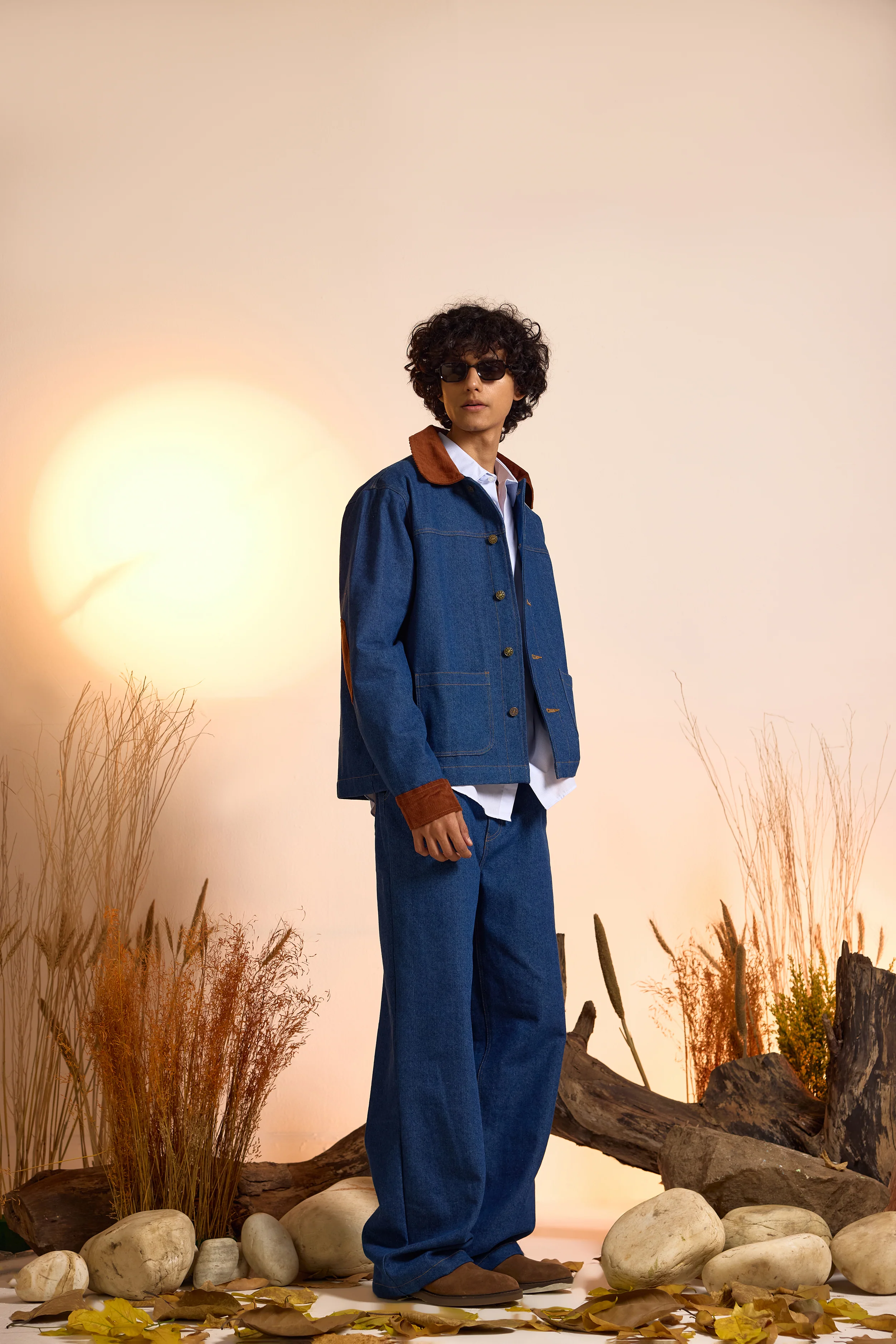 Vintage Inspired Contrast Jacket & Jeans Set-Men - Image 2