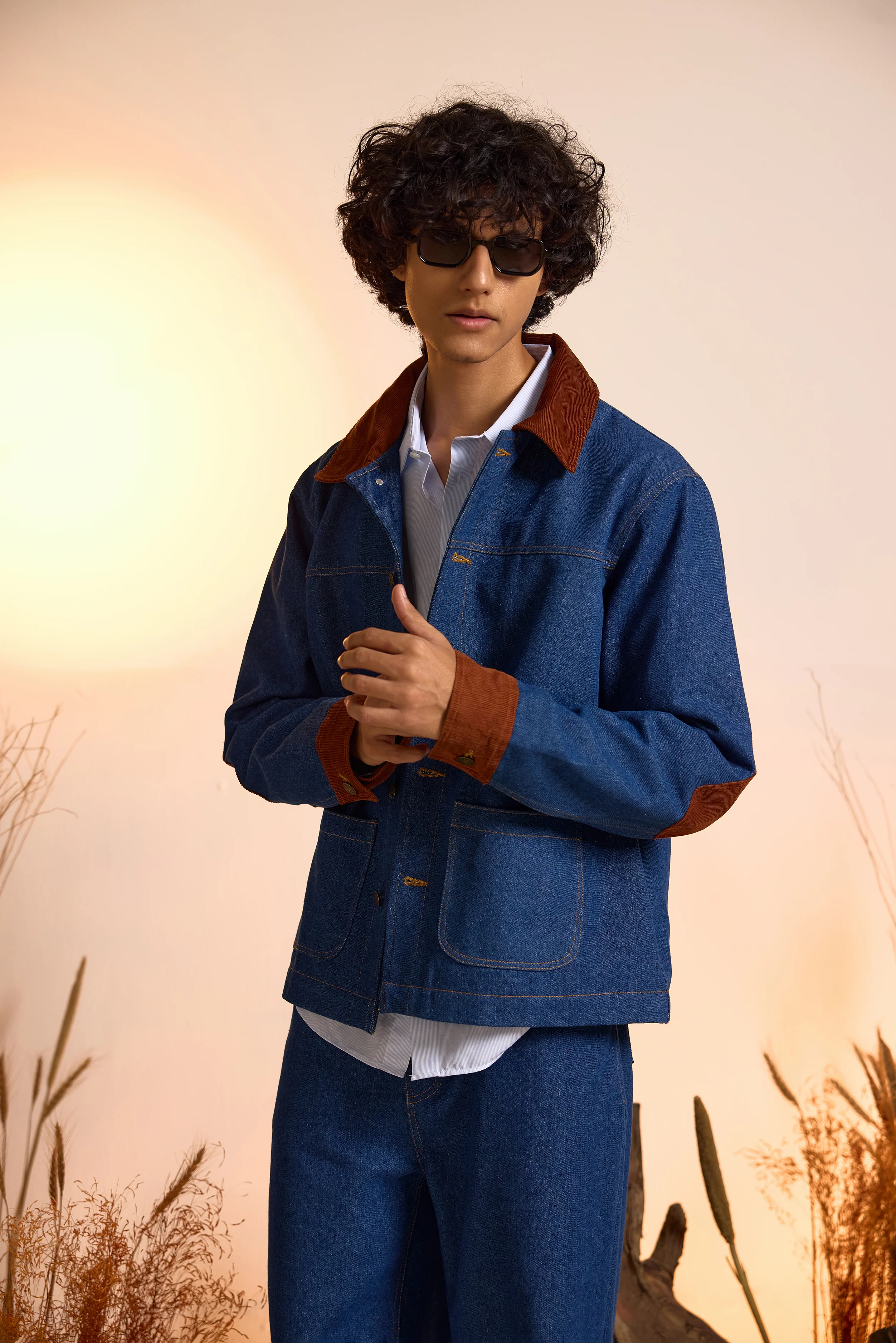 Vintage Inspired Contrast Jacket & Jeans Set-Men - Image 5