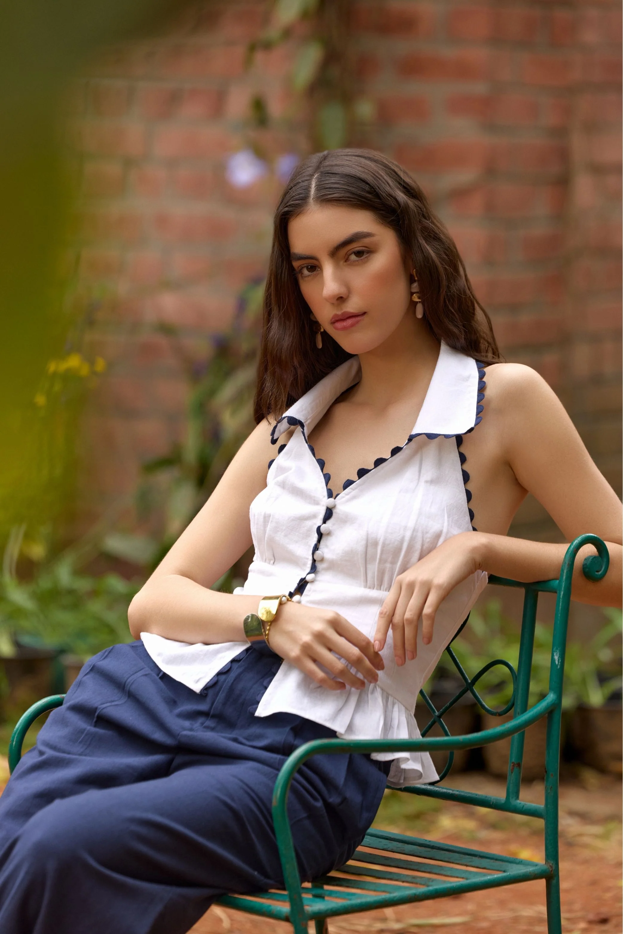 White Collared Peplum Top - Image 3