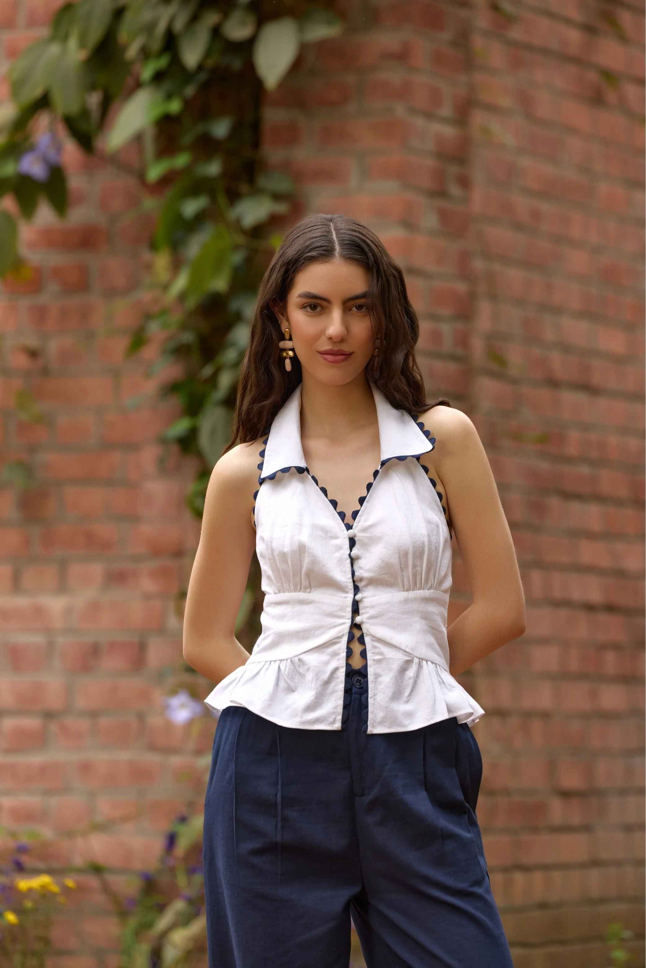 White Collared Peplum Top - Image 6