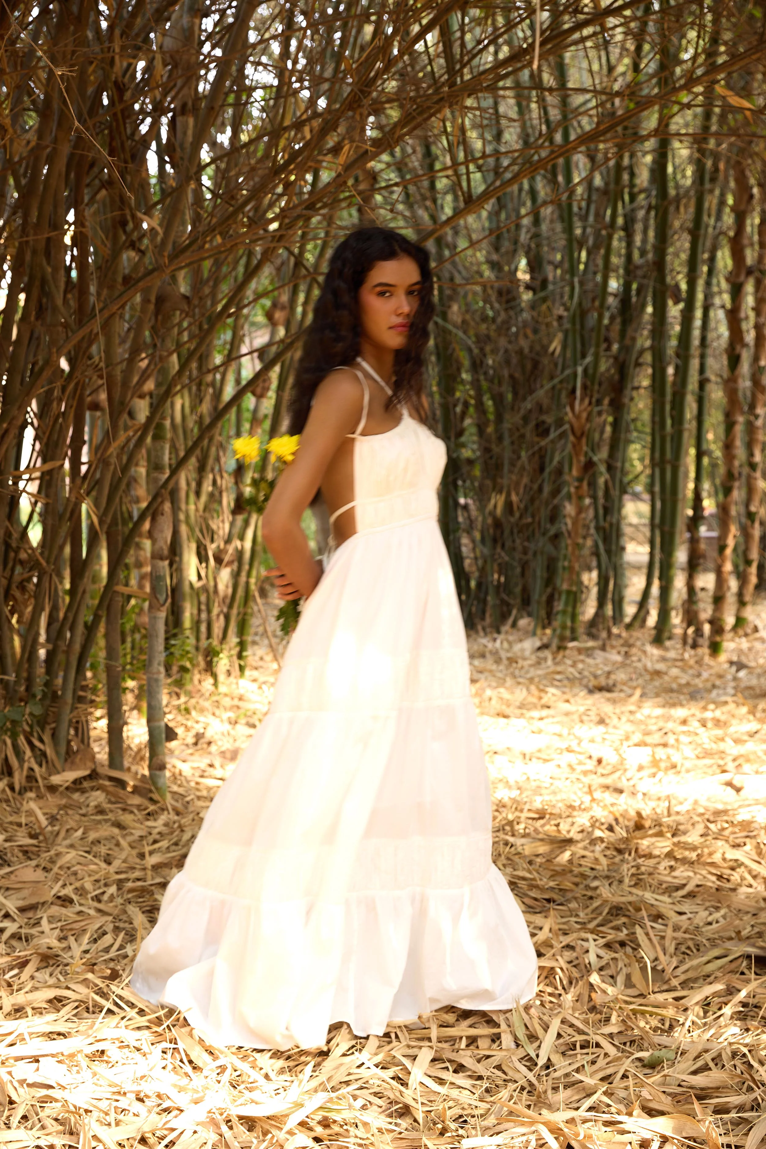 White Gathered Maxi Dress - Image 4