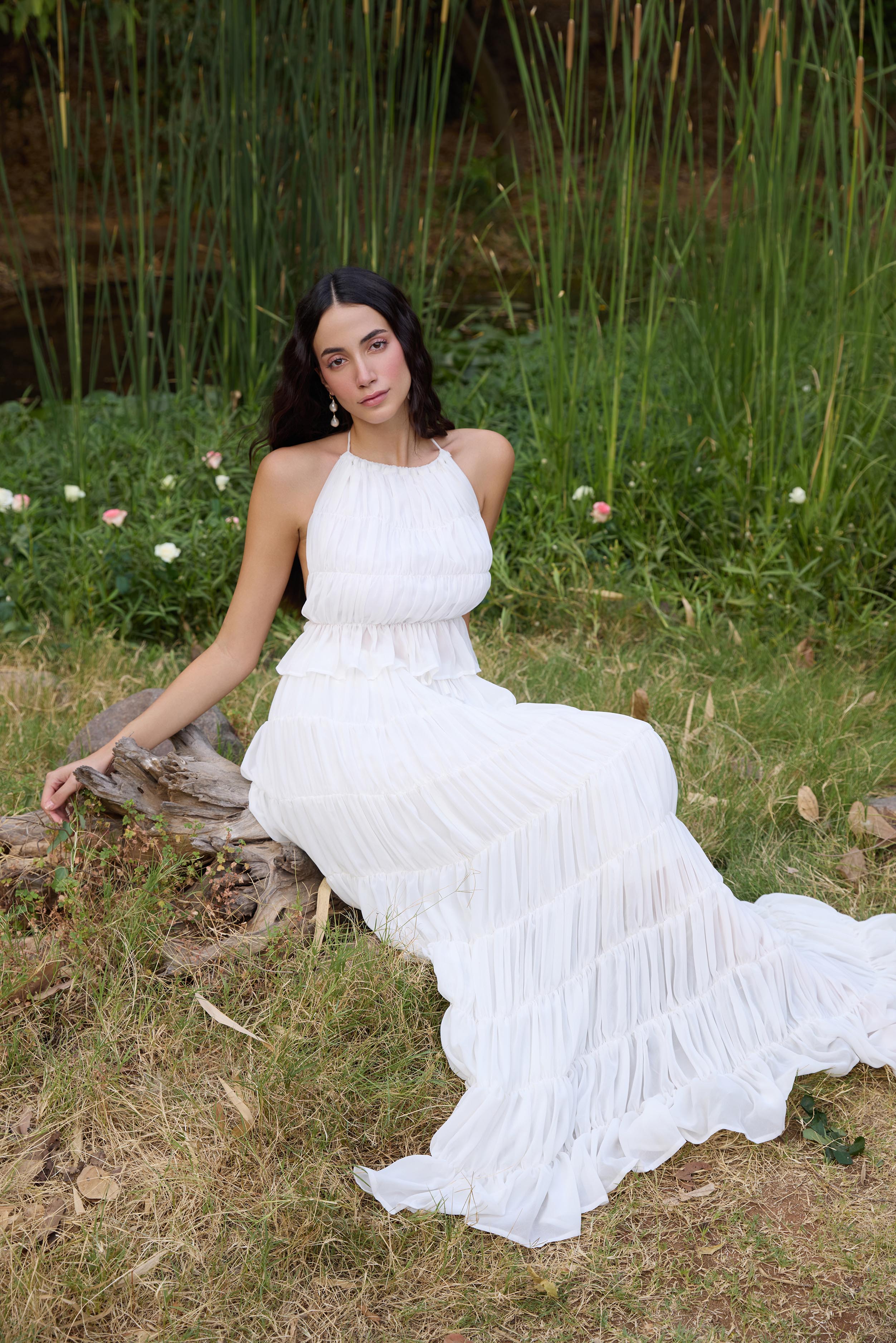 White Gathered Maxi Skirt - Image 4