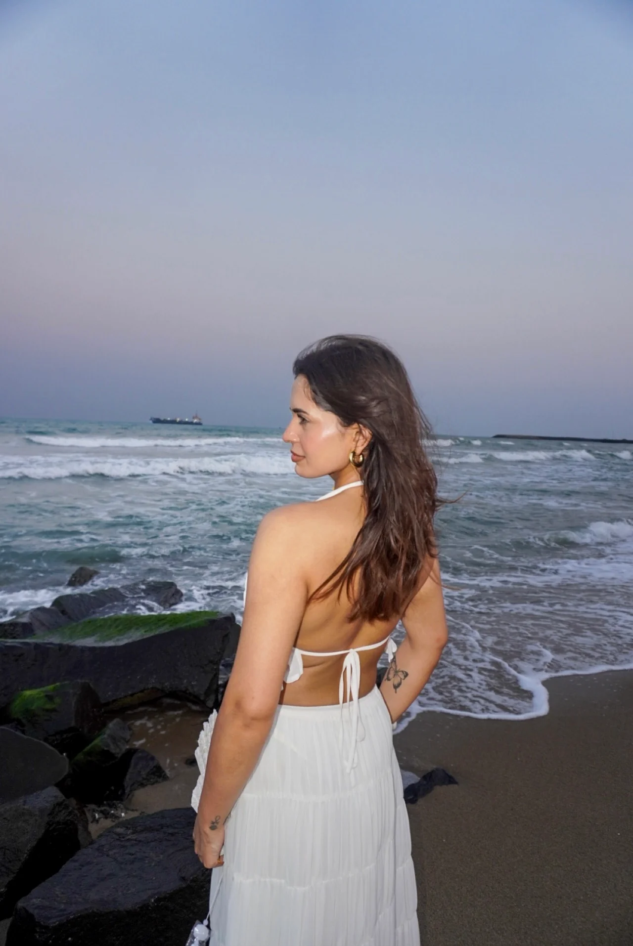 White Gathered Top and Maxi Skirt Set - Image 3