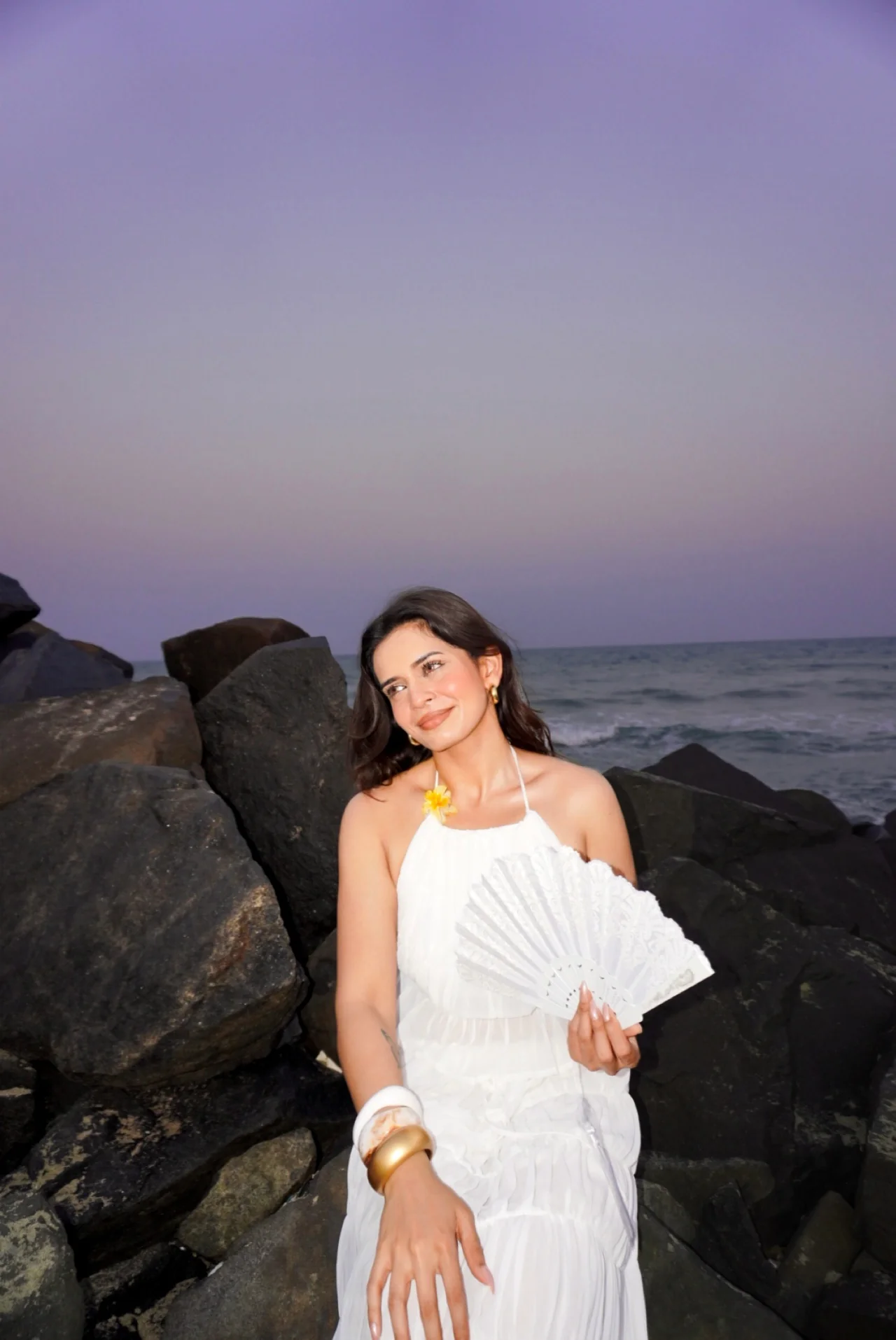 White Gathered Top and Maxi Skirt Set - Image 4