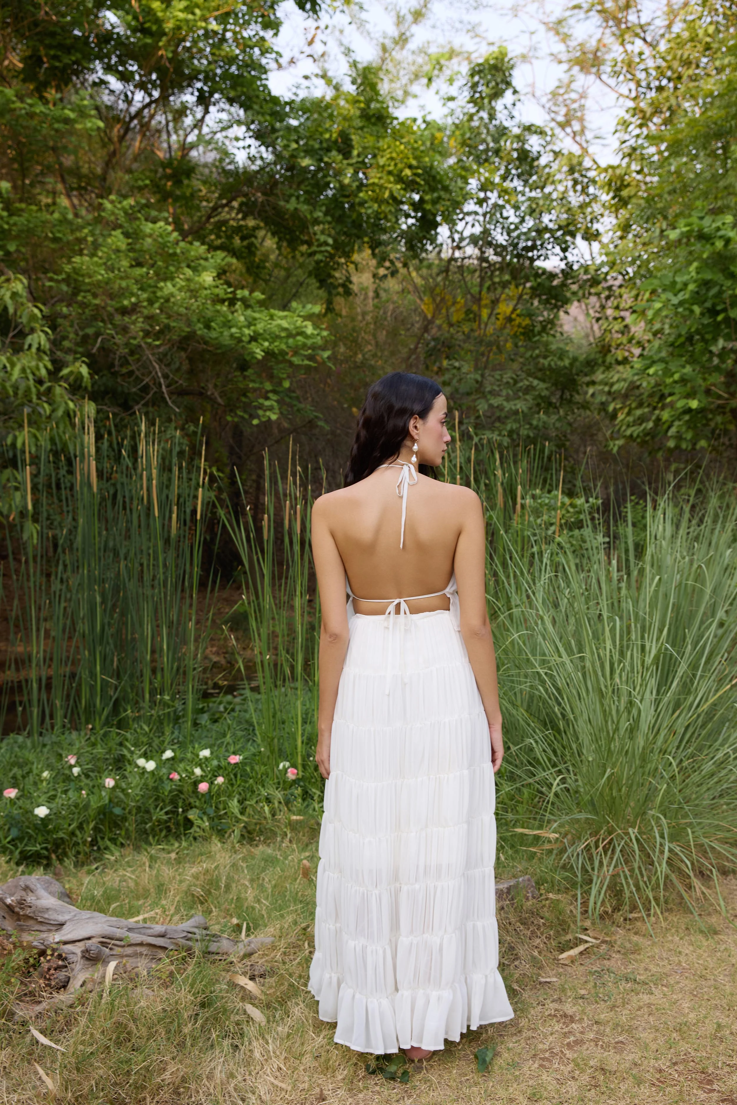 White Gathered Top and Maxi Skirt Set - Image 8
