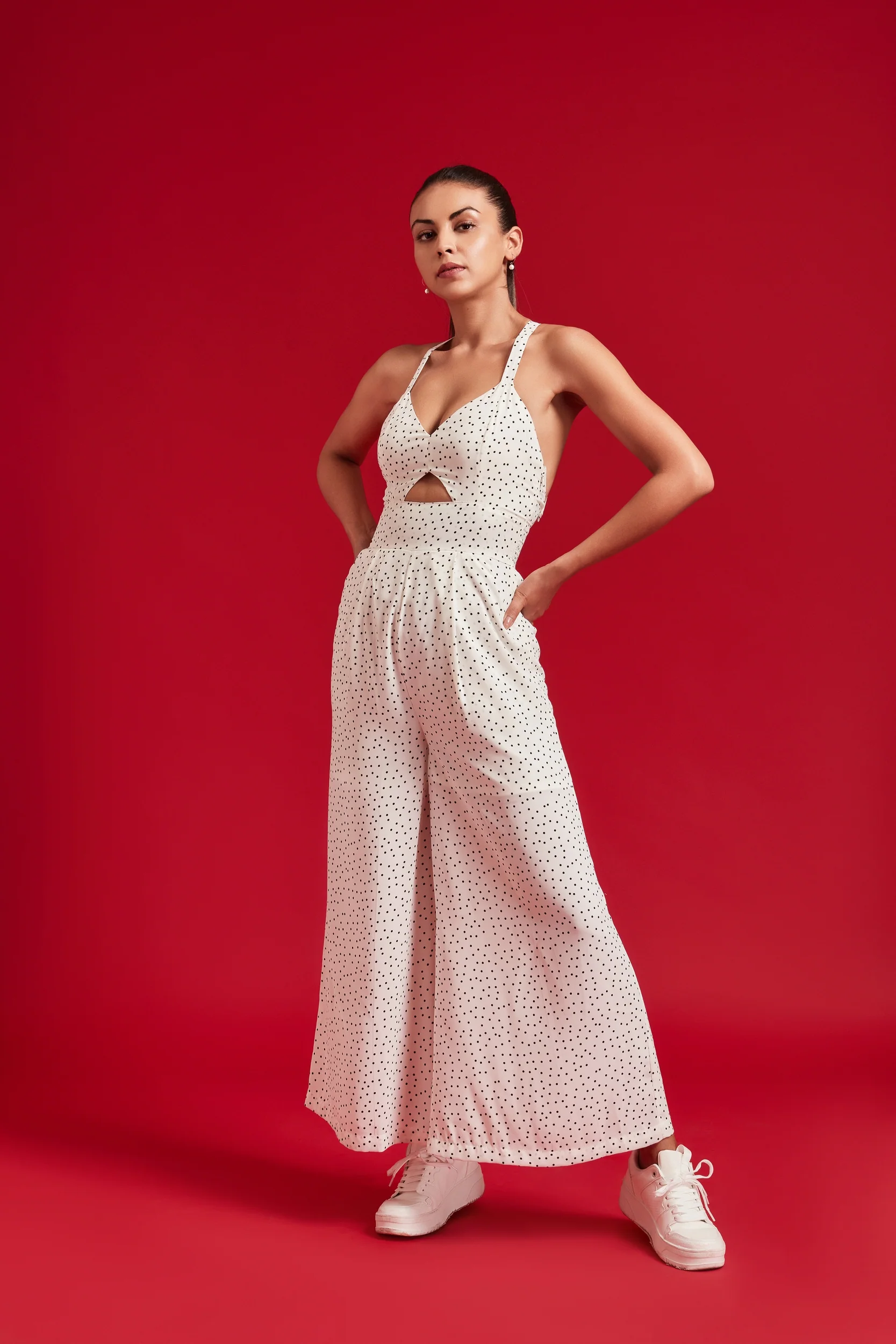 White Polka Jumpsuit - Image 2