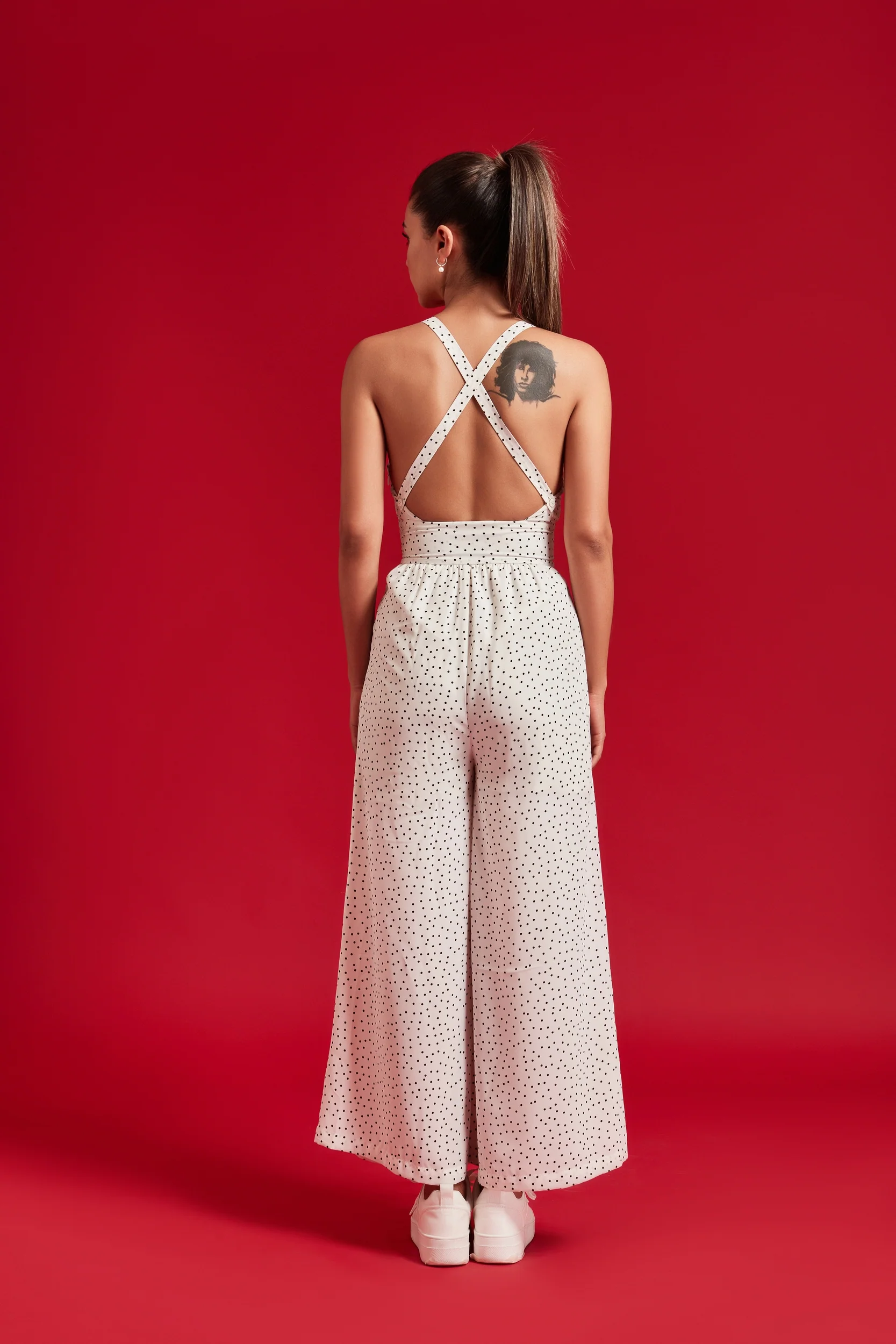 White Polka Jumpsuit - Image 4