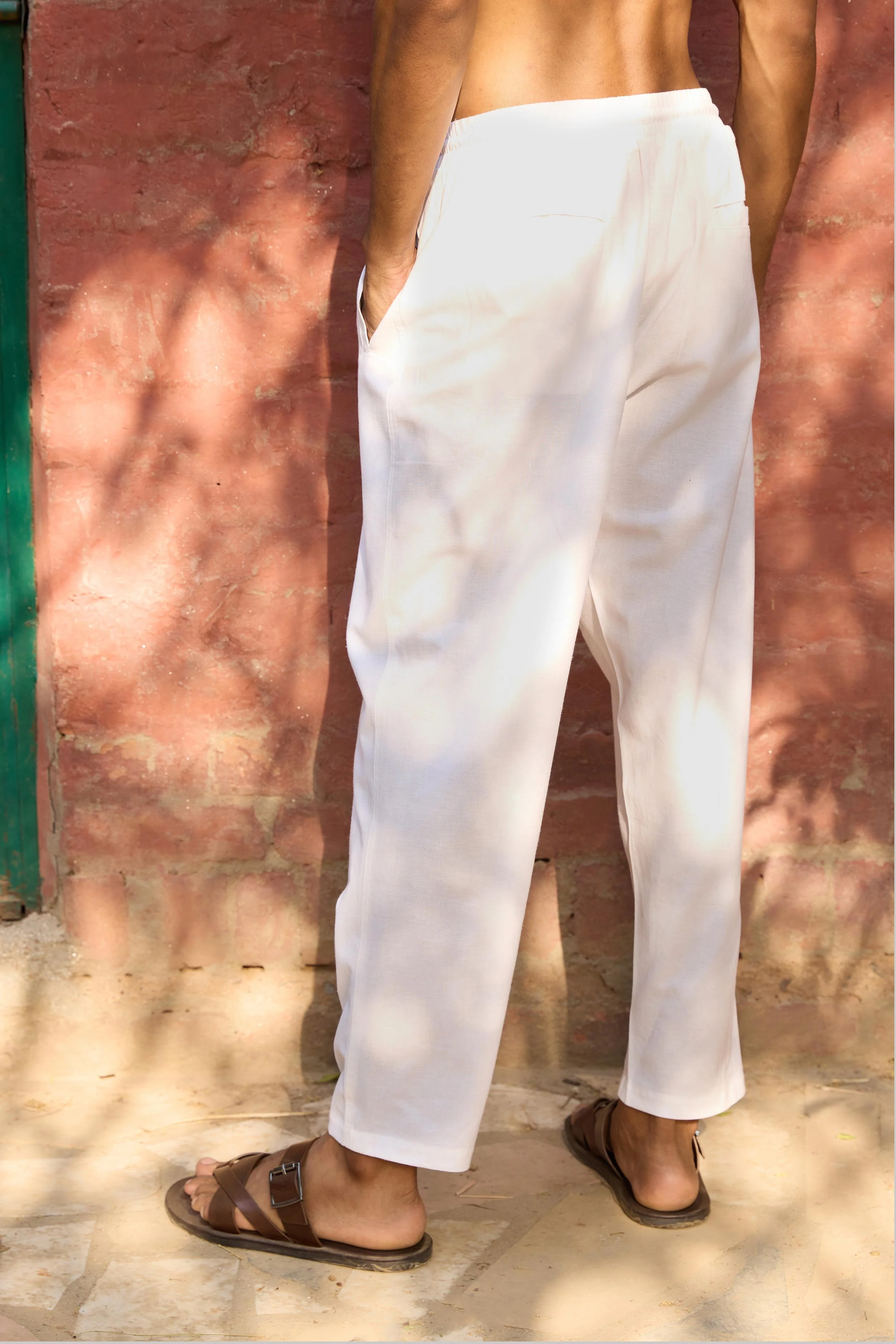 White Relaxed Fit Men's Trouser - Image 3