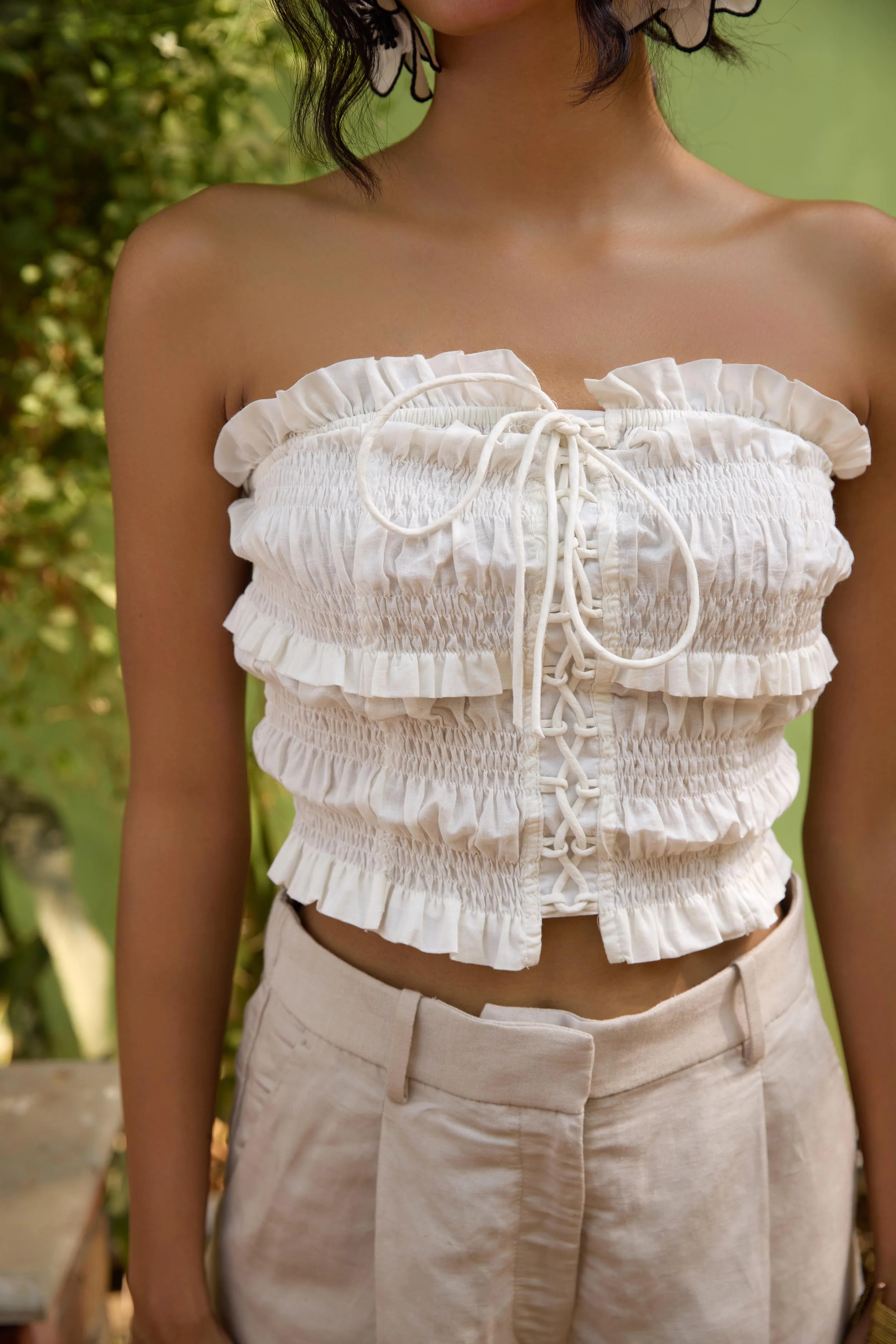 White Smocking Tube Top - Image 3
