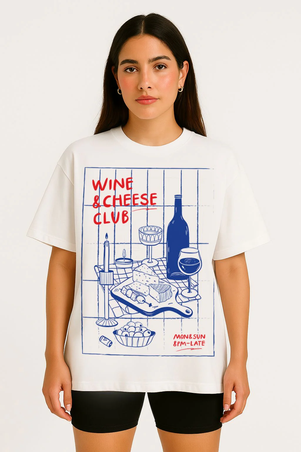 Wine & Cheese Club Oversized T-shirt