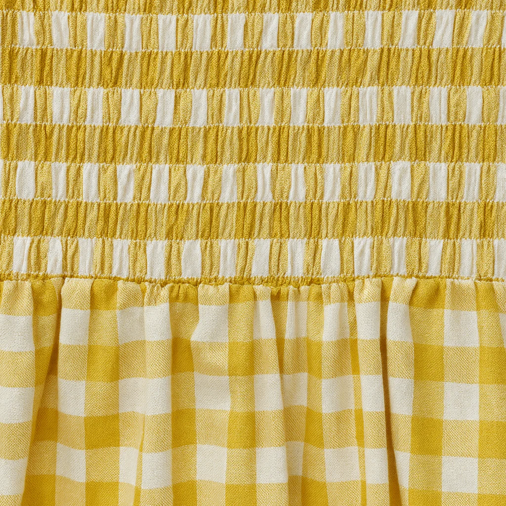 Yellow Gingham Smocked Bodice Dress - Image 4