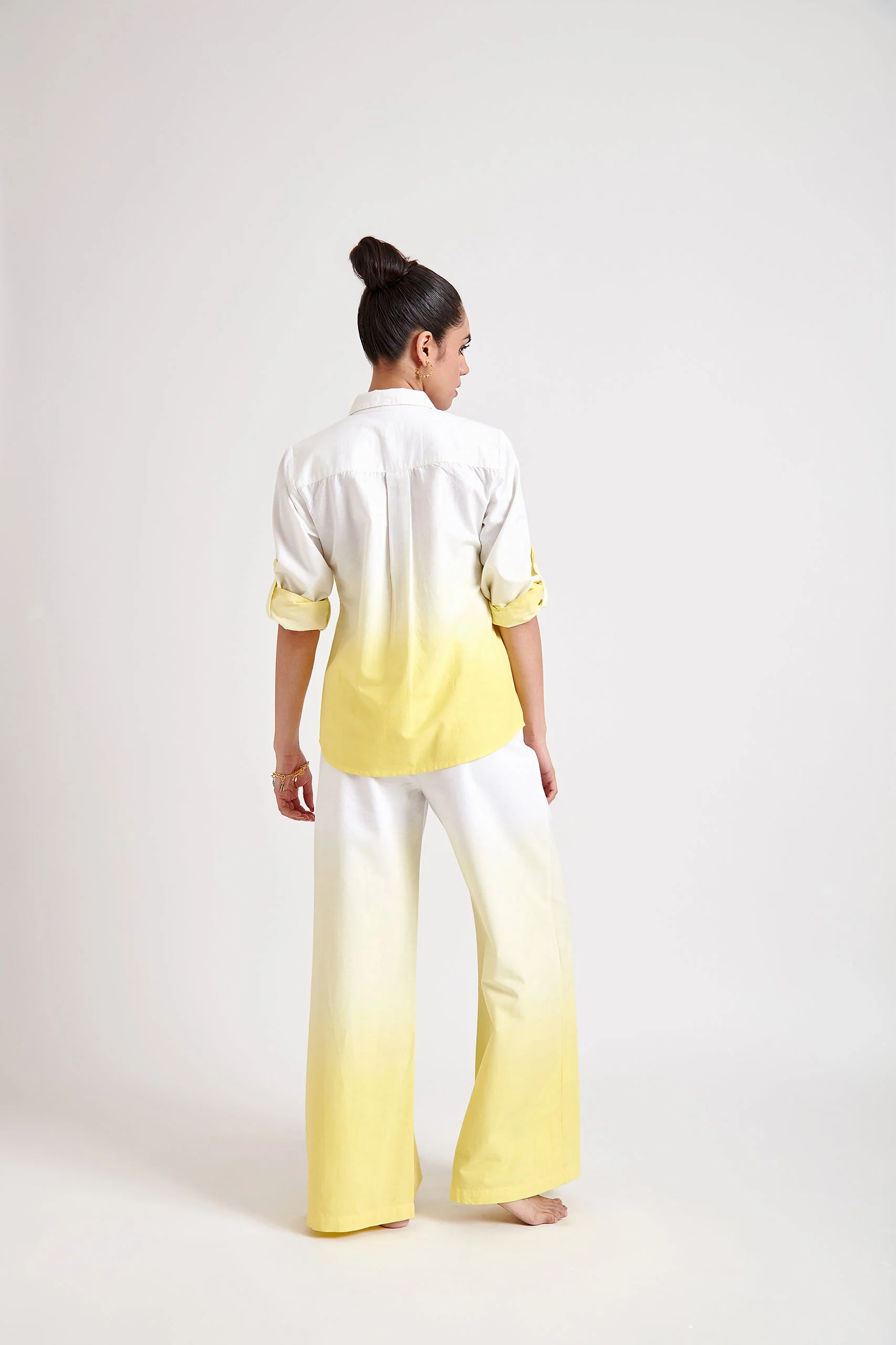 Yellow Ombre oversized Shirt and Trouser Set - Image 4