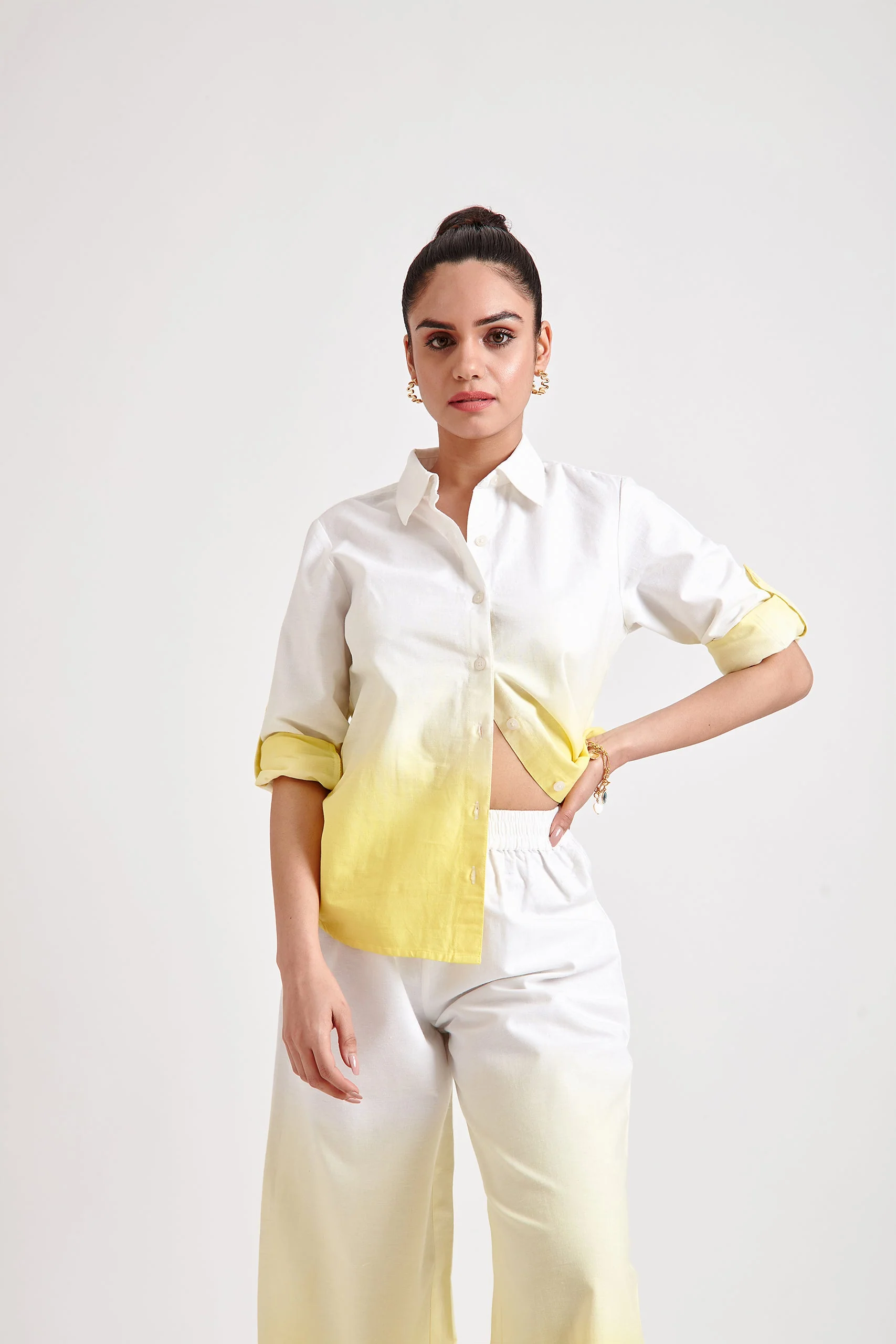 Yellow Ombre oversized Shirt and Trouser Set - Image 5
